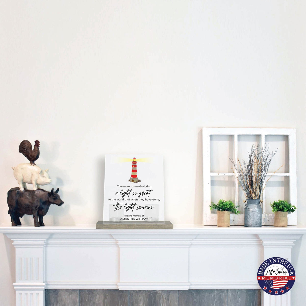 Customized Memorial Frosted Acrylic Tealight Sign With Wooden Base For the Loss Of A Loved One - There Are Some Who Bring The Light - LifeSong Milestones