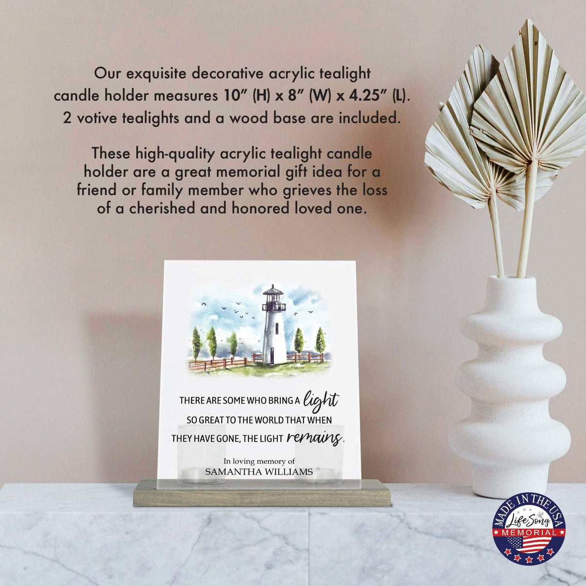 Customized Memorial Frosted Acrylic Tealight Sign With Wooden Base For the Loss Of A Loved One - There Are Some Who Bring The Light - LifeSong Milestones
