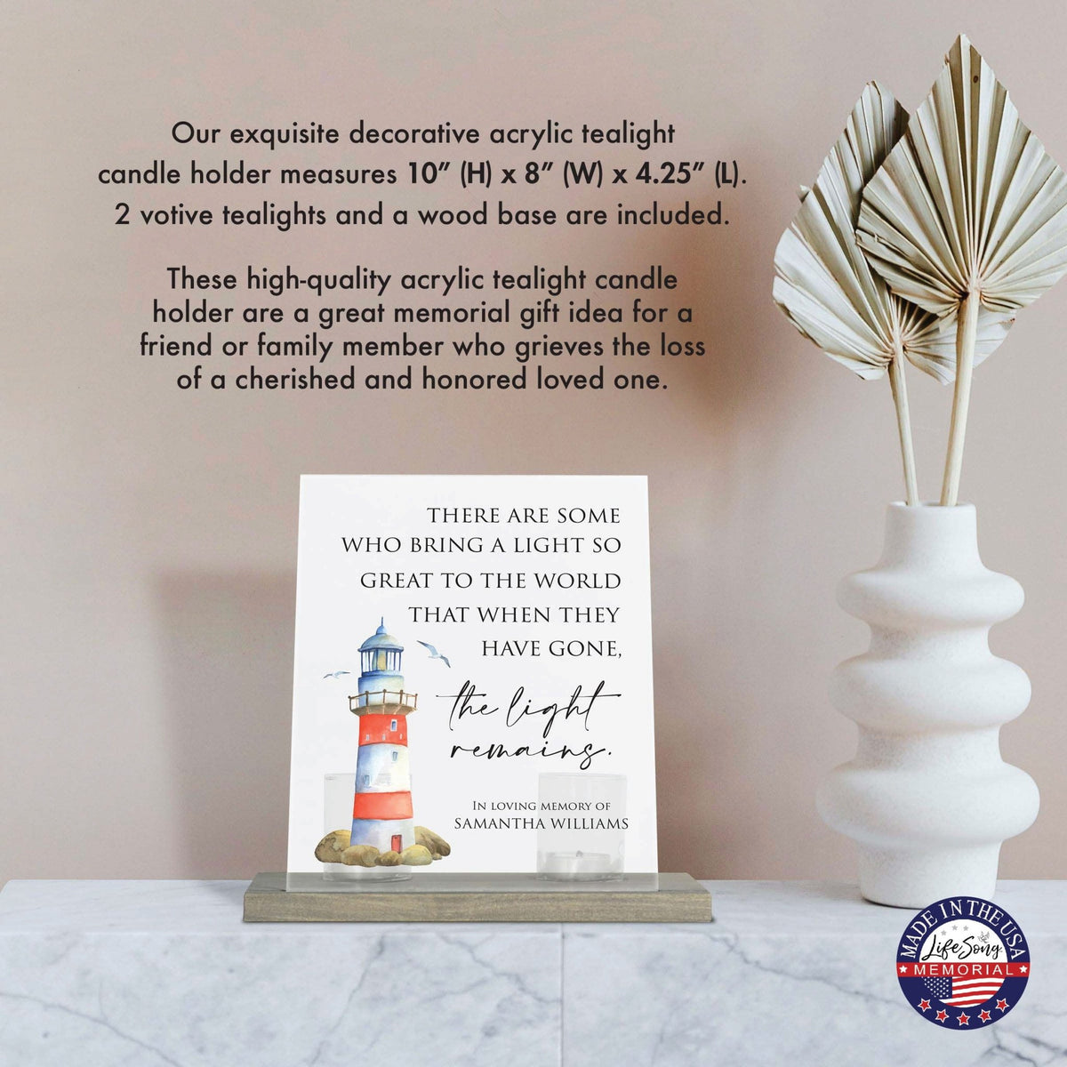 Customized Memorial Frosted Acrylic Tealight Sign With Wooden Base For the Loss Of A Loved One - There Are Some Who Bring The Light - LifeSong Milestones