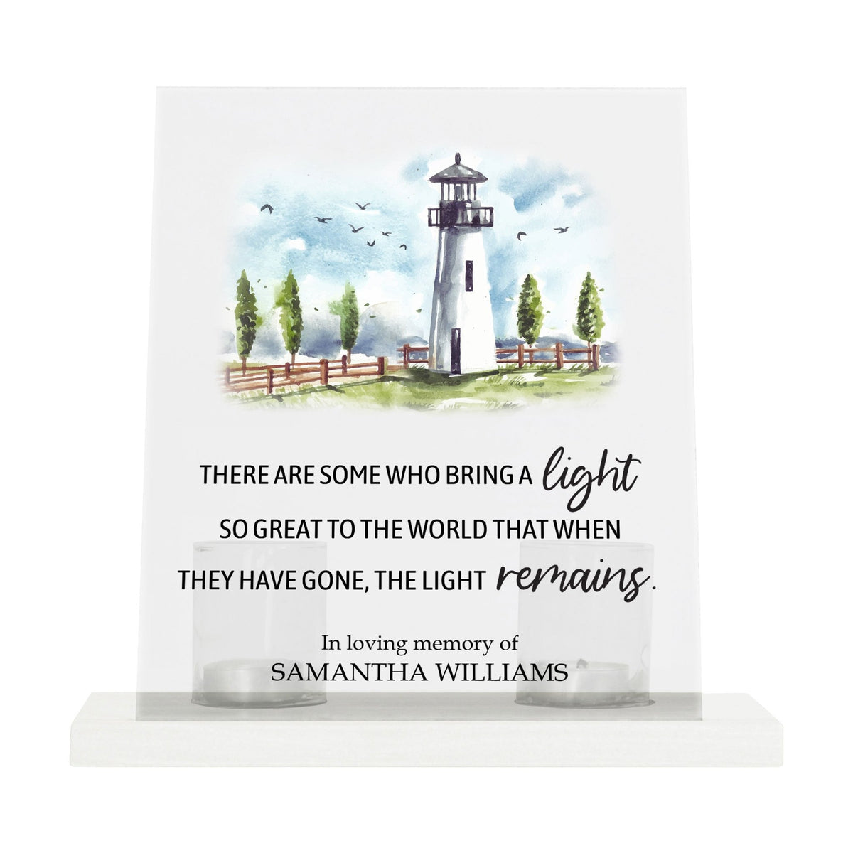 Customized Memorial Frosted Acrylic Tealight Sign With Wooden Base For the Loss Of A Loved One - There Are Some Who Bring The Light - LifeSong Milestones