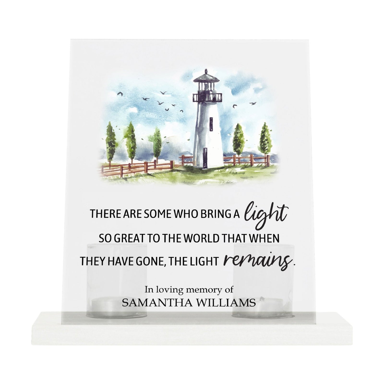 Customized Memorial Frosted Acrylic Tealight Sign With Wooden Base For the Loss Of A Loved One - There Are Some Who Bring The Light - LifeSong Milestones