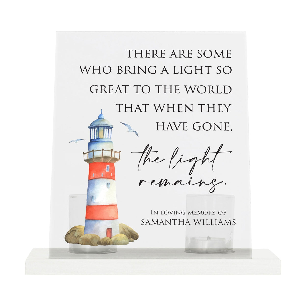 Customized Memorial Frosted Acrylic Tealight Sign With Wooden Base For the Loss Of A Loved One - There Are Some Who Bring The Light - LifeSong Milestones