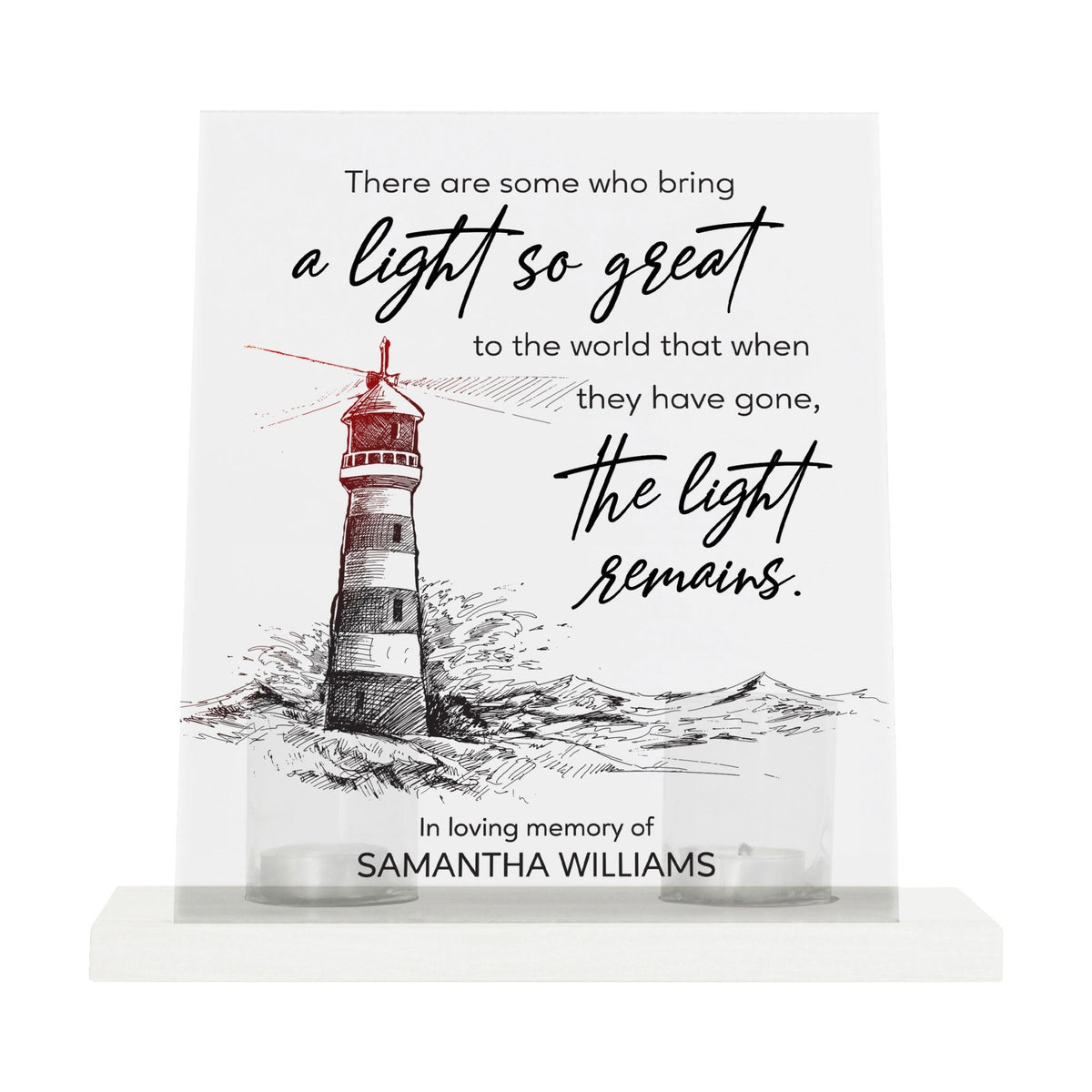 Customized Memorial Frosted Acrylic Tealight Sign With Wooden Base For the Loss Of A Loved One - There Are Some Who Bring The Light - LifeSong Milestones