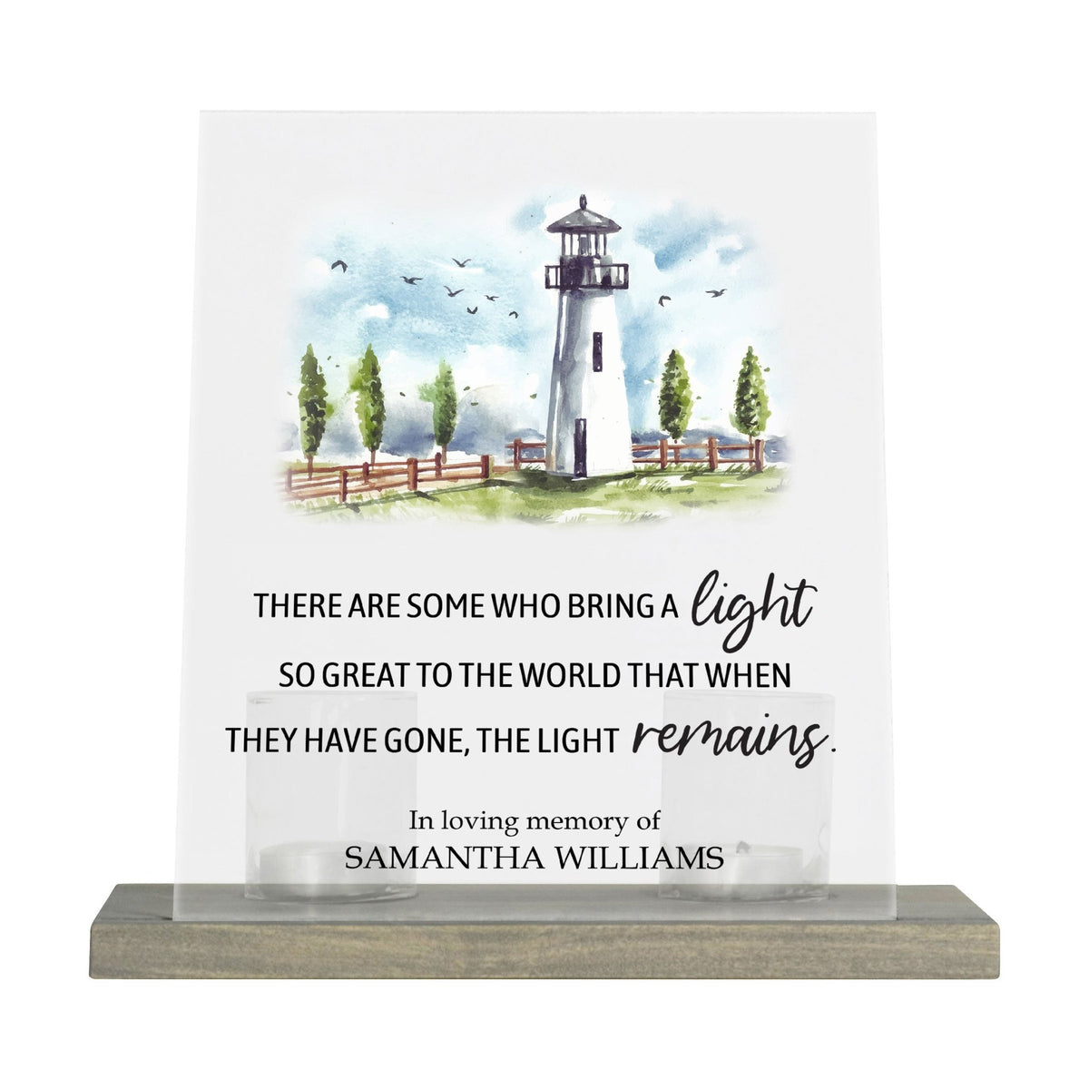 Customized Memorial Frosted Acrylic Tealight Sign With Wooden Base For the Loss Of A Loved One - There Are Some Who Bring The Light - LifeSong Milestones