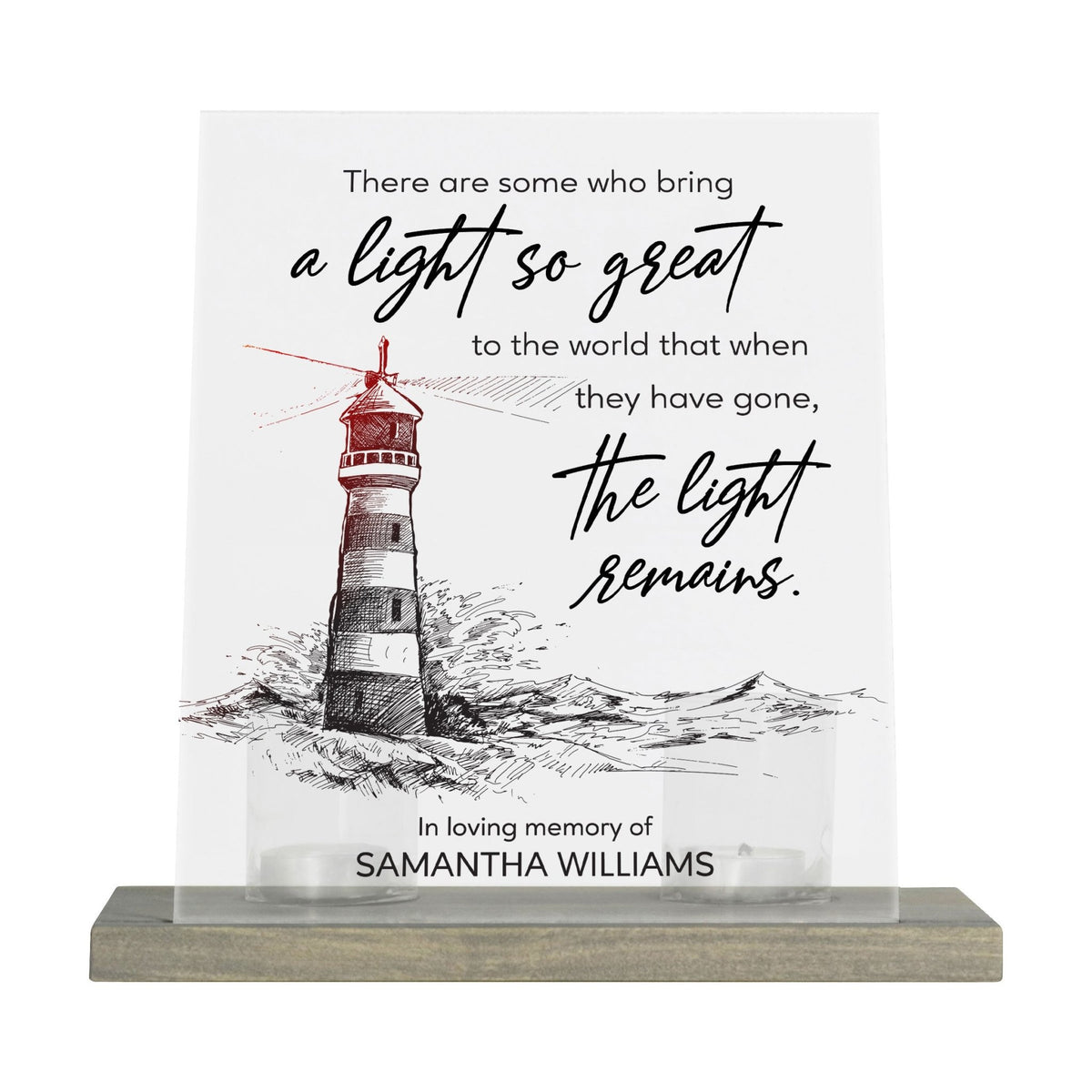 Customized Memorial Frosted Acrylic Tealight Sign With Wooden Base For the Loss Of A Loved One - There Are Some Who Bring The Light - LifeSong Milestones