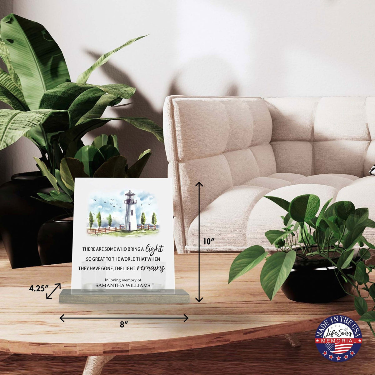 Customized Memorial Frosted Acrylic Tealight Sign With Wooden Base For the Loss Of A Loved One - There Are Some Who Bring The Light - LifeSong Milestones