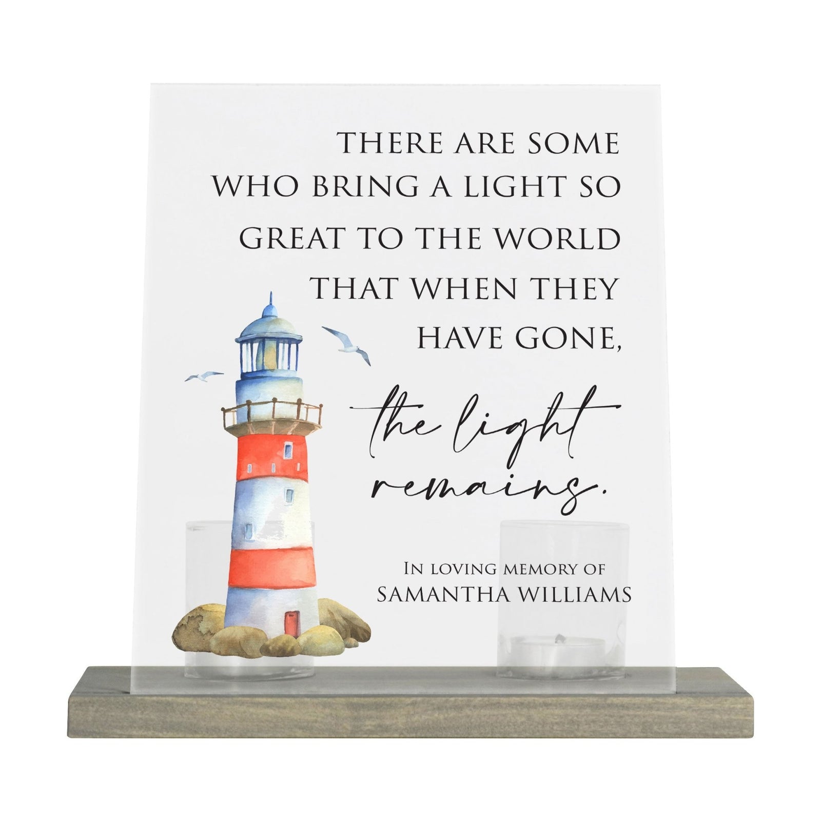 Customized Memorial Frosted Acrylic Tealight Sign With Wooden Base For the Loss Of A Loved One - There Are Some Who Bring The Light - LifeSong Milestones