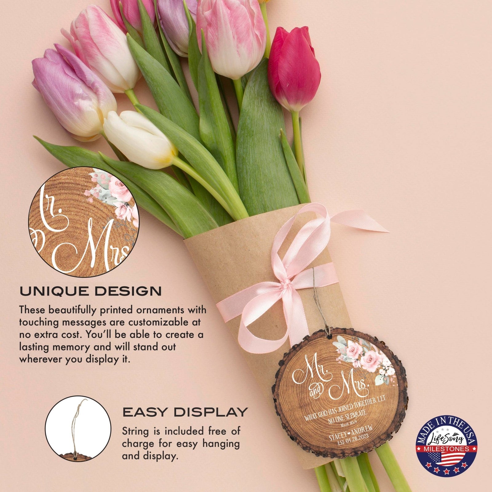 Customized Wooden Ornament Home Décor And Wedding Gift Ideas - What Has God Joined Together - LifeSong Milestones