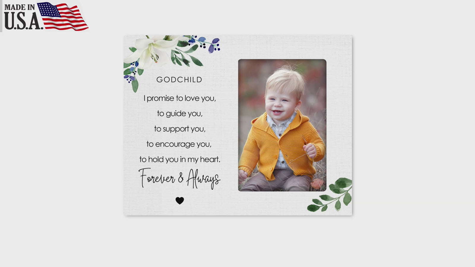 Godchild Wooden Picture Frame - I Promise To Love You - LifeSong Milestones
