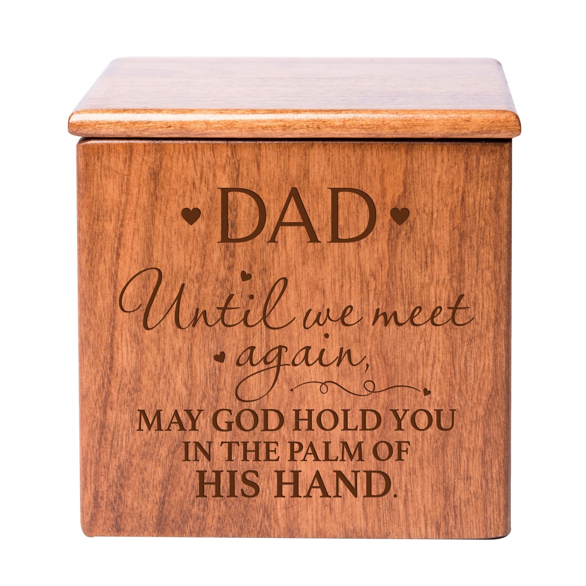 Dad Wooden Funeral Cremation Urn Keepsake Box for Human Ashes 49 cu in - LifeSong Milestones
