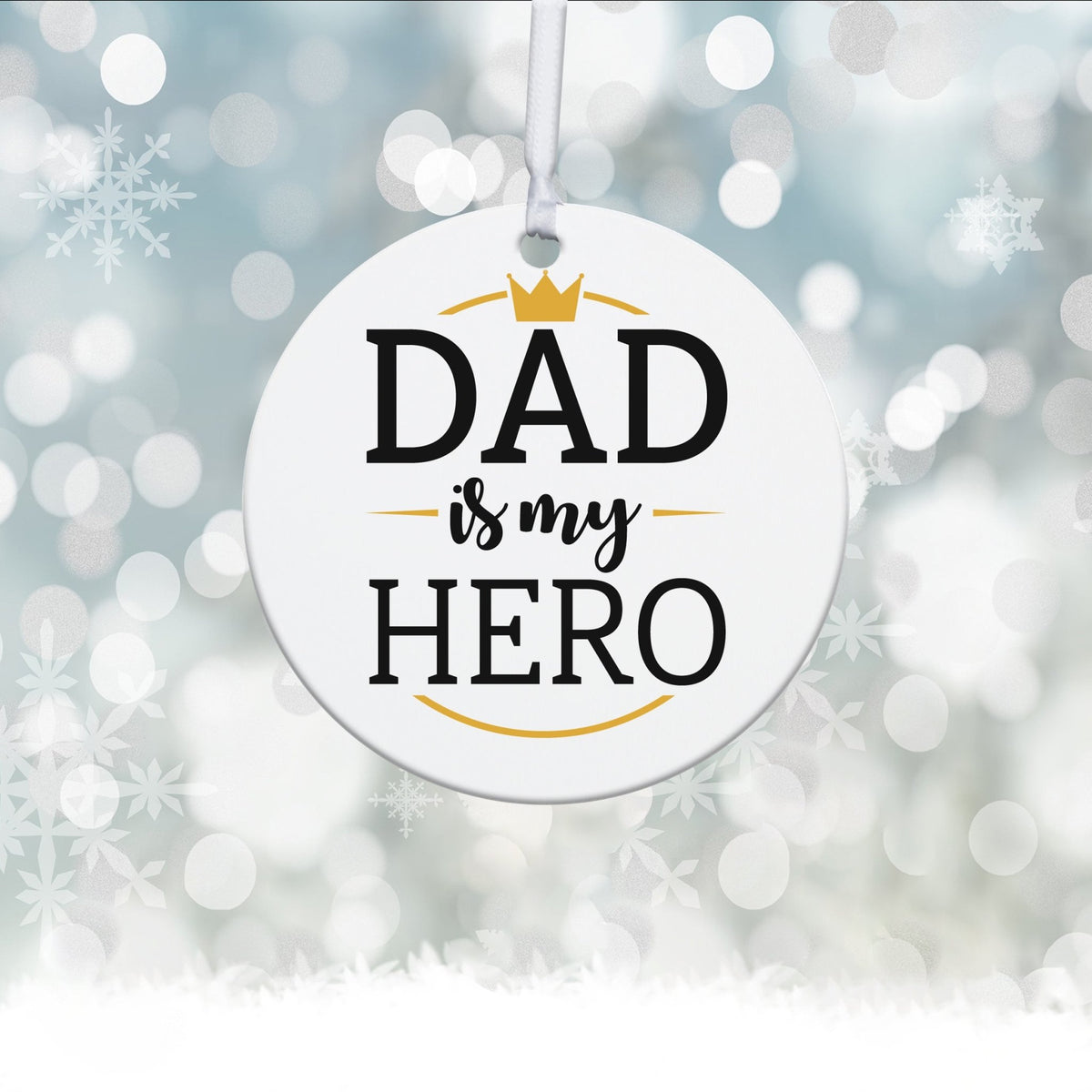 Dads White Ornament With Inspirational Message Gift Ideas - Dad Is My Hero - LifeSong Milestones