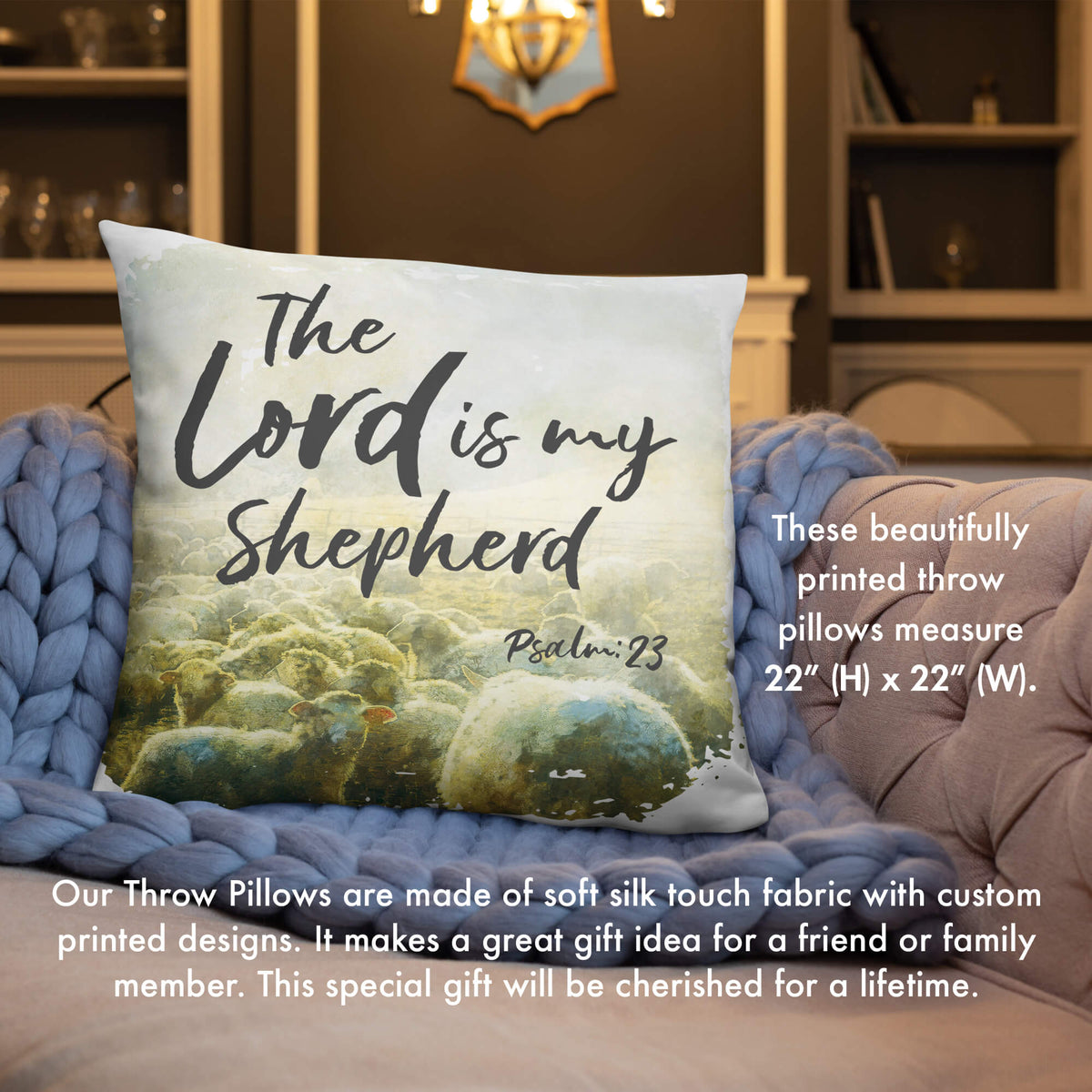 Decorative Throw Pillow for Home Decor – The Lord Is My Shepherd - LifeSong Milestones