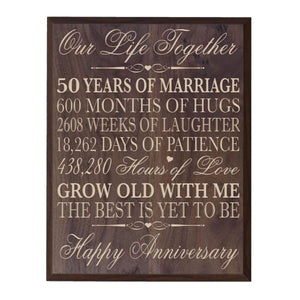 Digitally Printed 50th Anniversary Wall Decor Plaque - Our Life - LifeSong Milestones