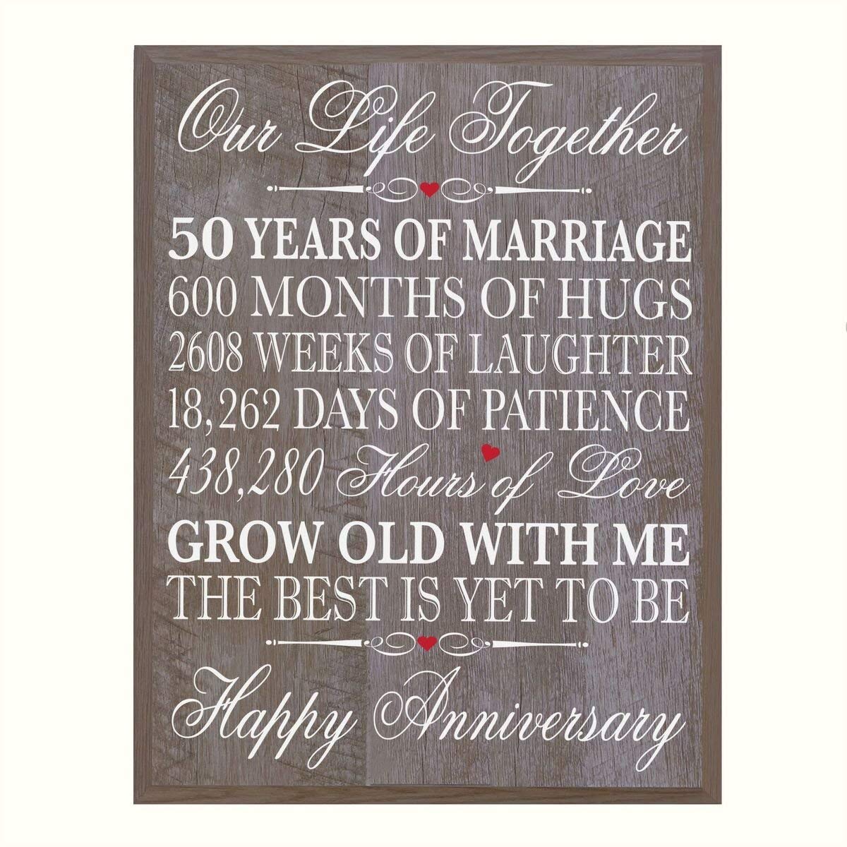 Digitally Printed 50th Anniversary Wall Decor Plaque - Our Life - LifeSong Milestones