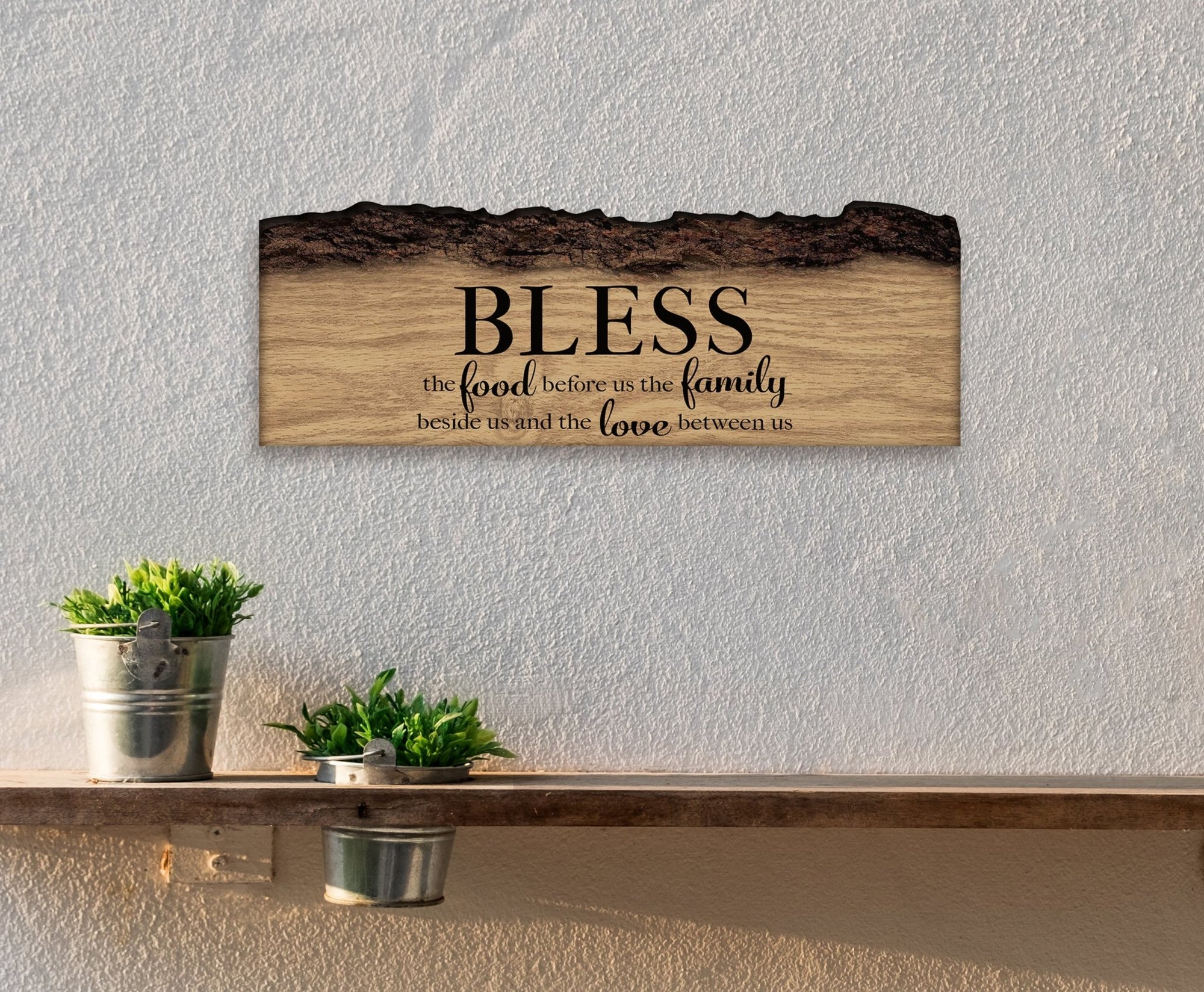 Digitally Printed Barky Wood Plaque 16x6 - Bless The Food - LifeSong Milestones