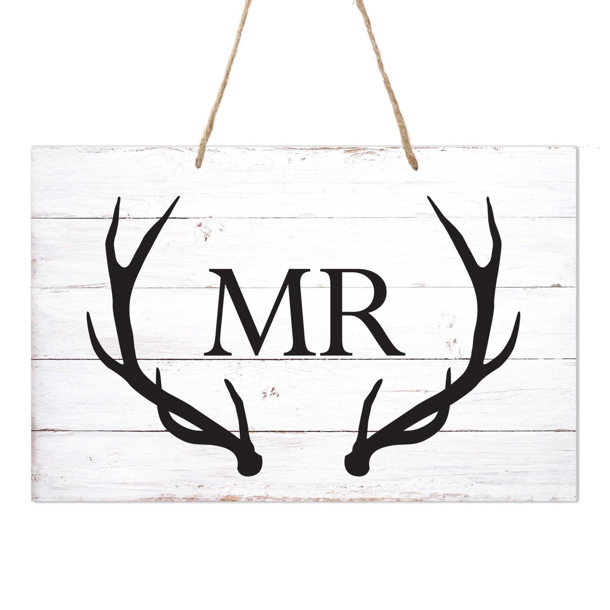 Digitally Printed Hanging Mr and Mrs Wedding Chair Sign 12” x 8” - Antlers - LifeSong Milestones