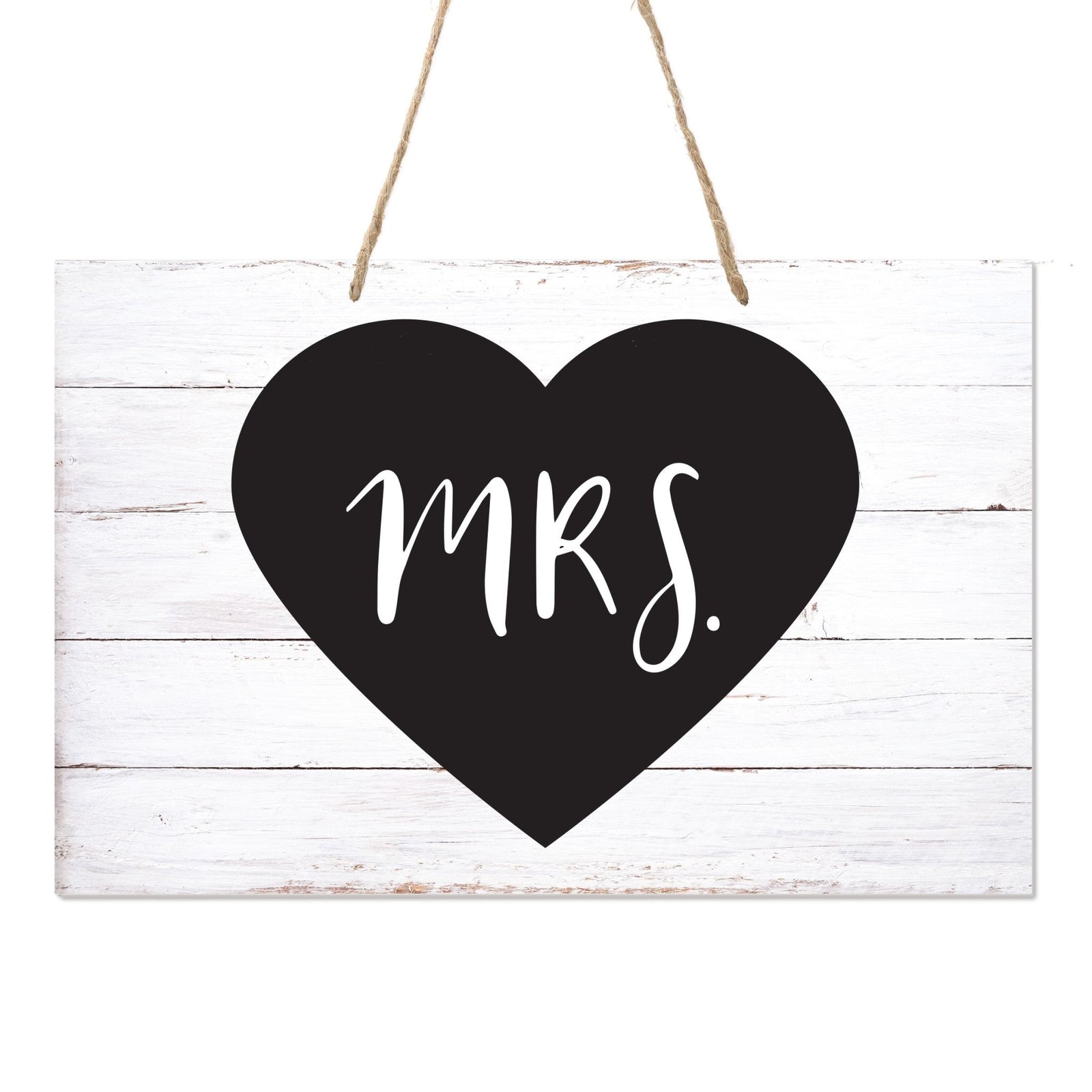 Digitally Printed Hanging Mr and Mrs Wedding Chair Sign 12” x 8” - Heart - LifeSong Milestones