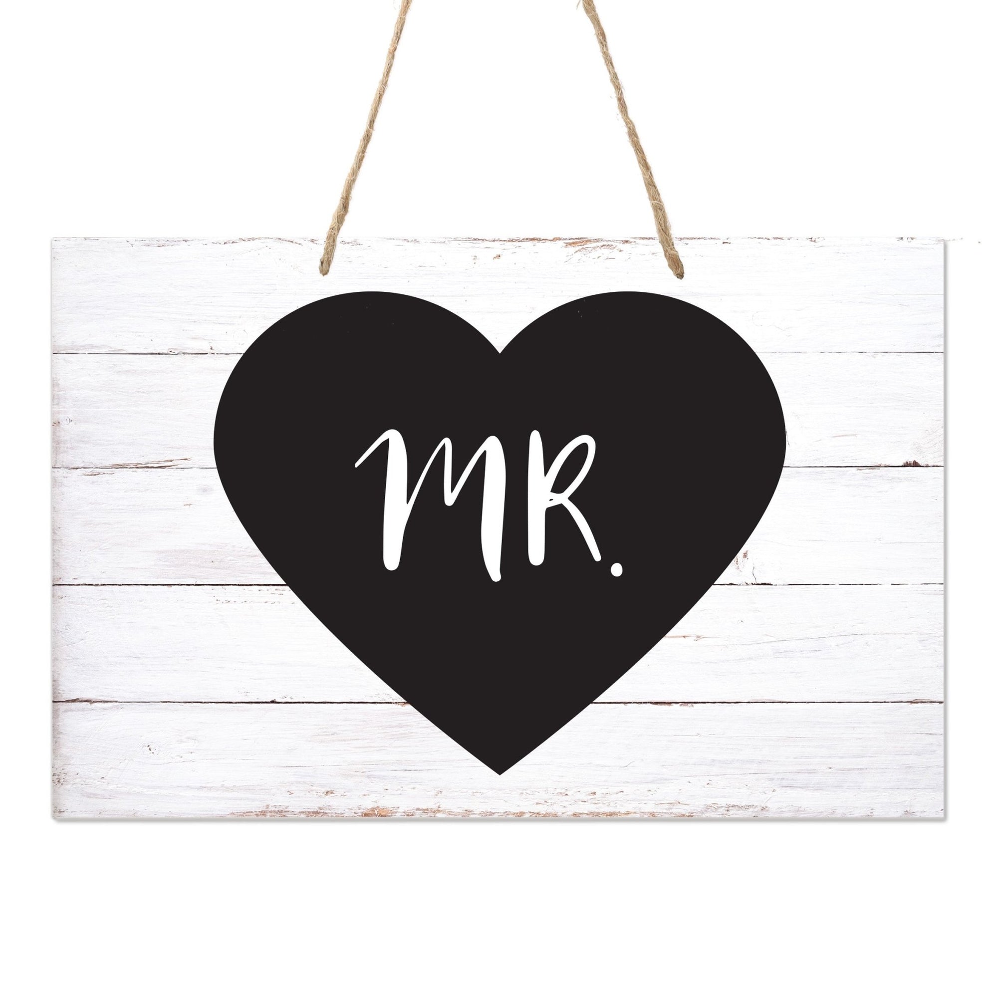 Digitally Printed Hanging Mr and Mrs Wedding Chair Sign 12” x 8” - Heart - LifeSong Milestones