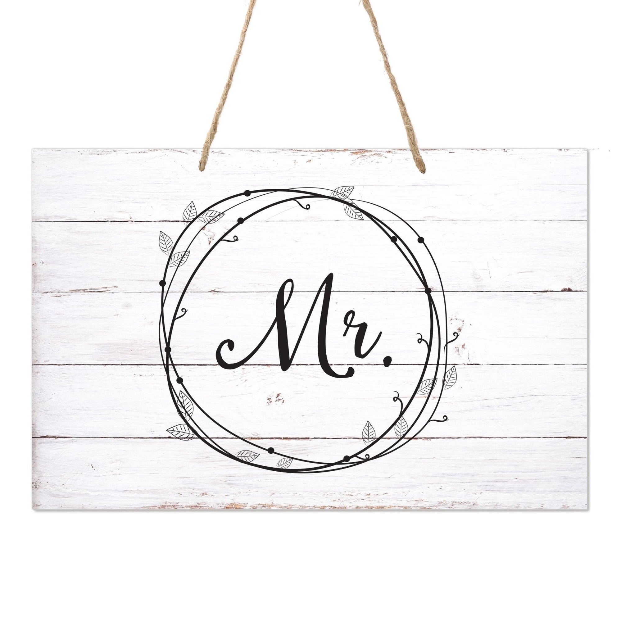 Digitally Printed Hanging Mr and Mrs Wedding Chair Sign 12” x 8” - Wreath - LifeSong Milestones