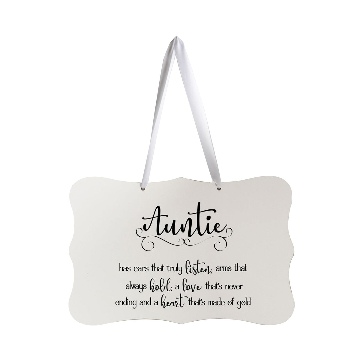 Digitally Printed Ribbon Signs Wall Decor 8” x 12” x 0.125&quot; Includes Ribbon - Auntie - LifeSong Milestones
