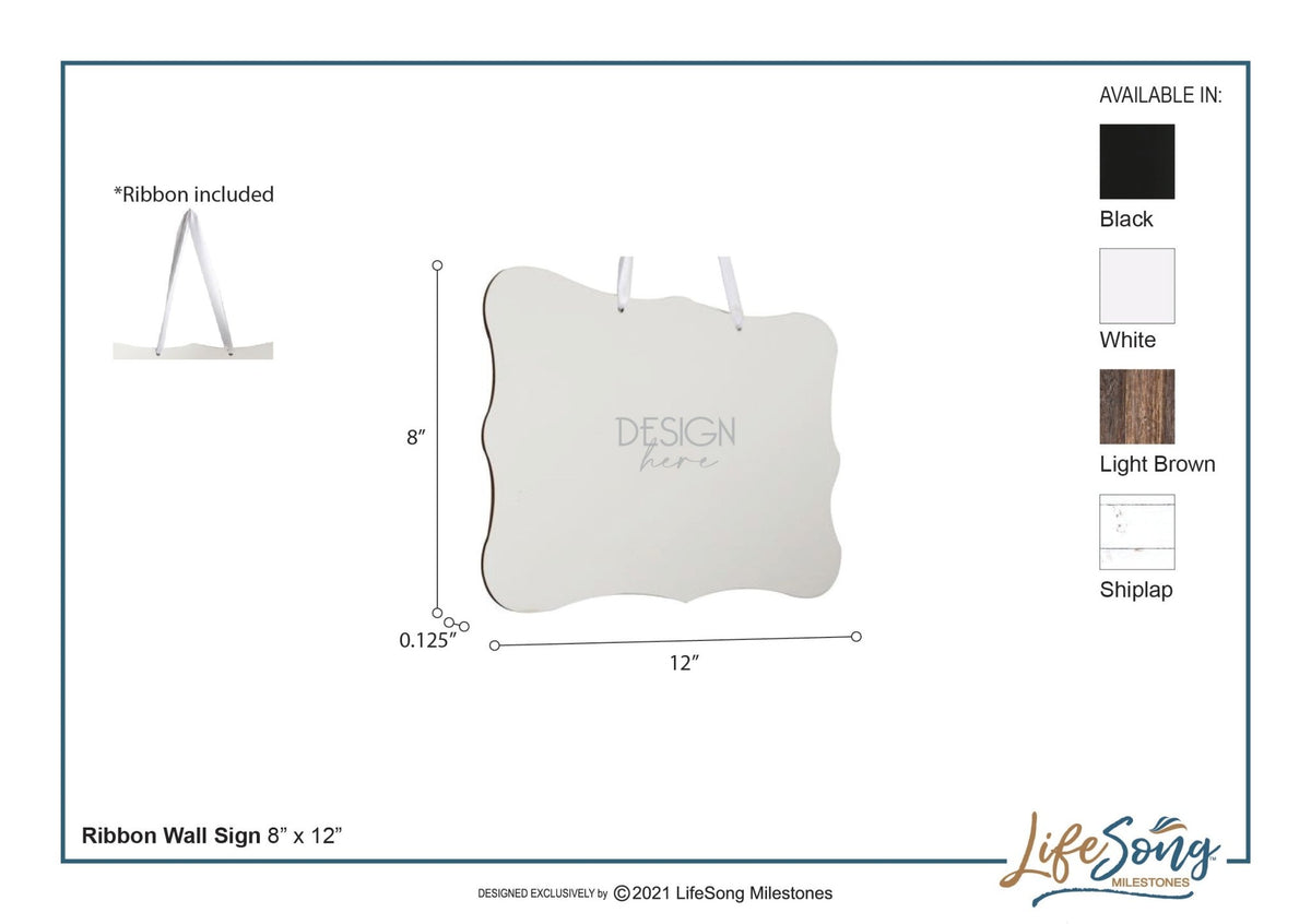Digitally Printed Ribbon Signs Wall Decor 8” x 12” x 0.125" Includes Ribbon - Bless The Food - LifeSong Milestones