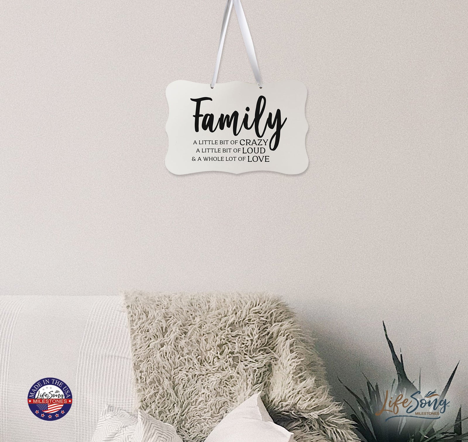 Digitally Printed Ribbon Signs Wall Decor 8” x 12” x 0.125" Includes Ribbon - Family - LifeSong Milestones