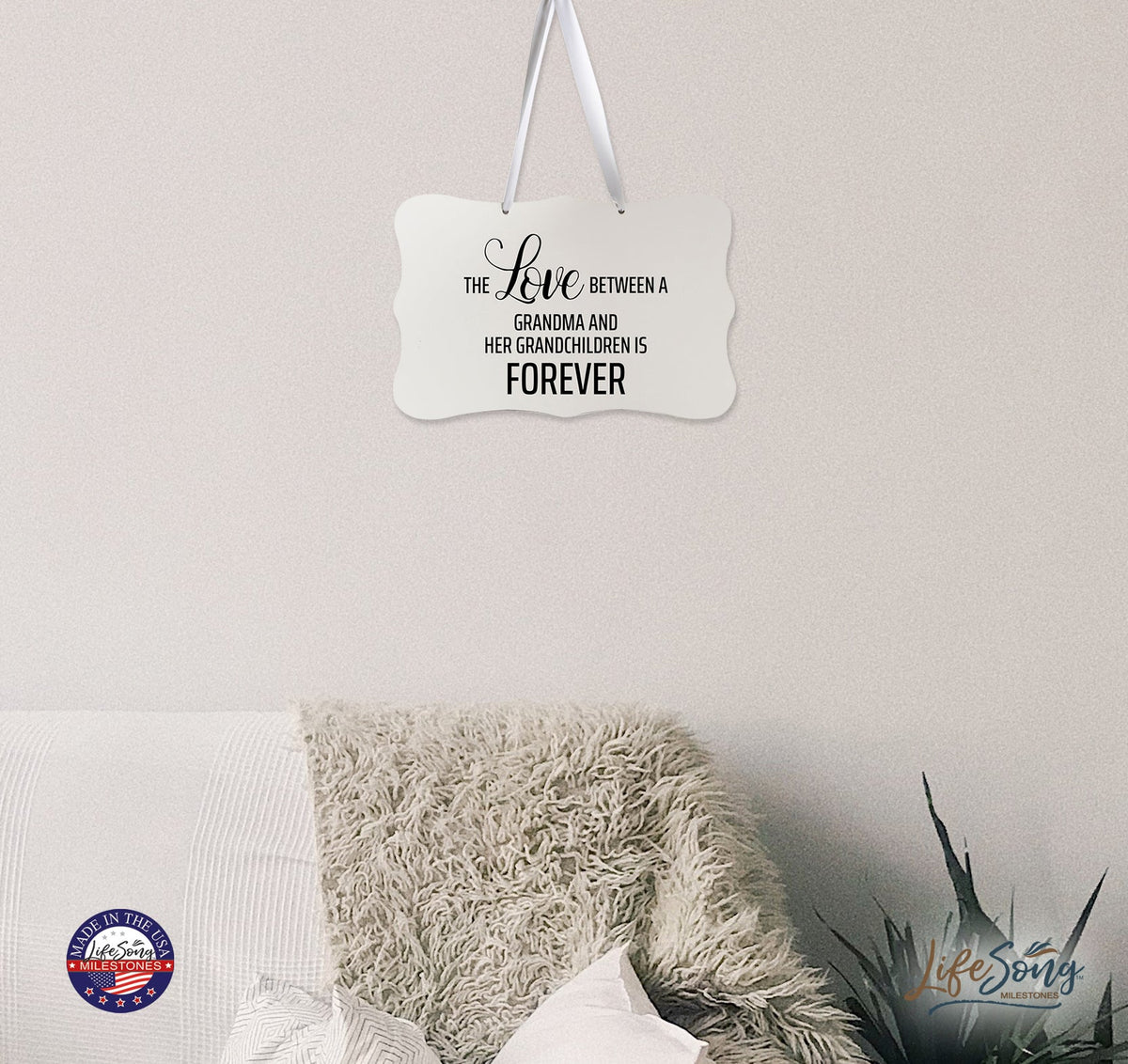 Digitally Printed Ribbon Signs Wall Decor 8” x 12” x 0.125" Includes Ribbon - Grandma and Her - LifeSong Milestones