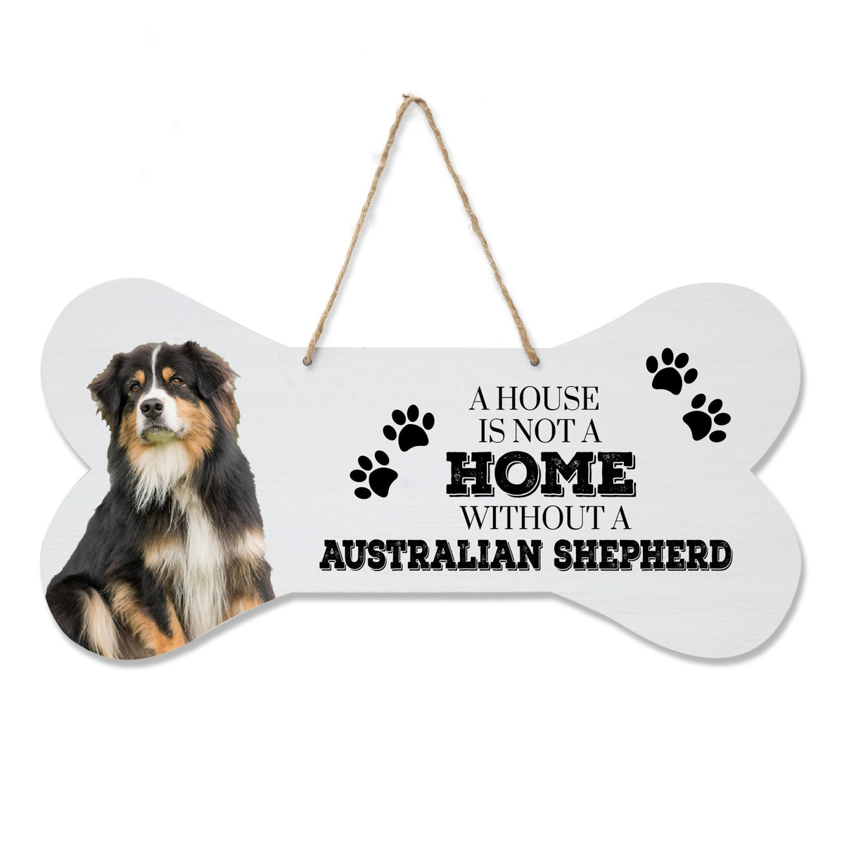 Dog Bone Rope Wall Sign - Australian Shepherd - LifeSong Milestones