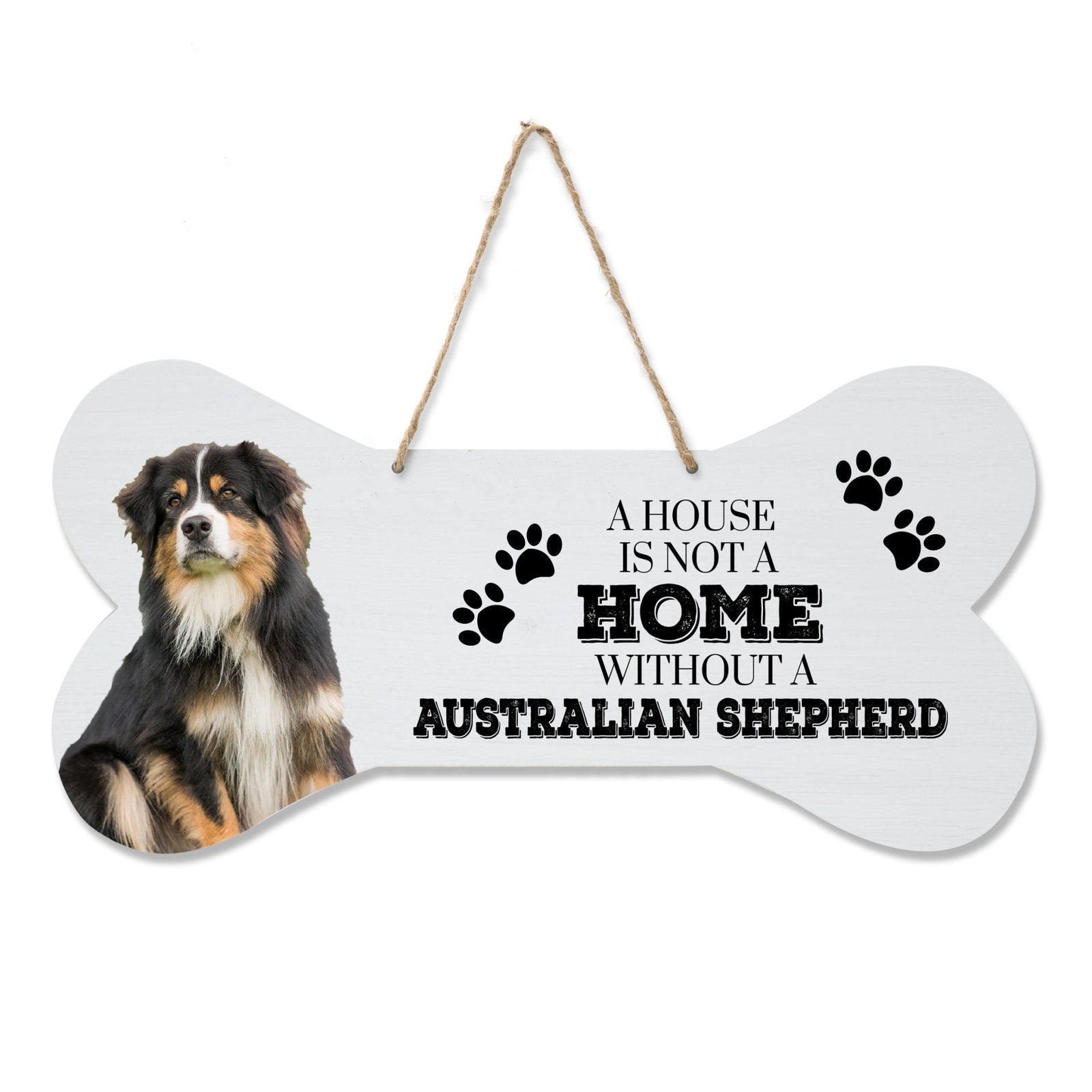 Dog Bone Rope Wall Sign - Australian Shepherd - LifeSong Milestones