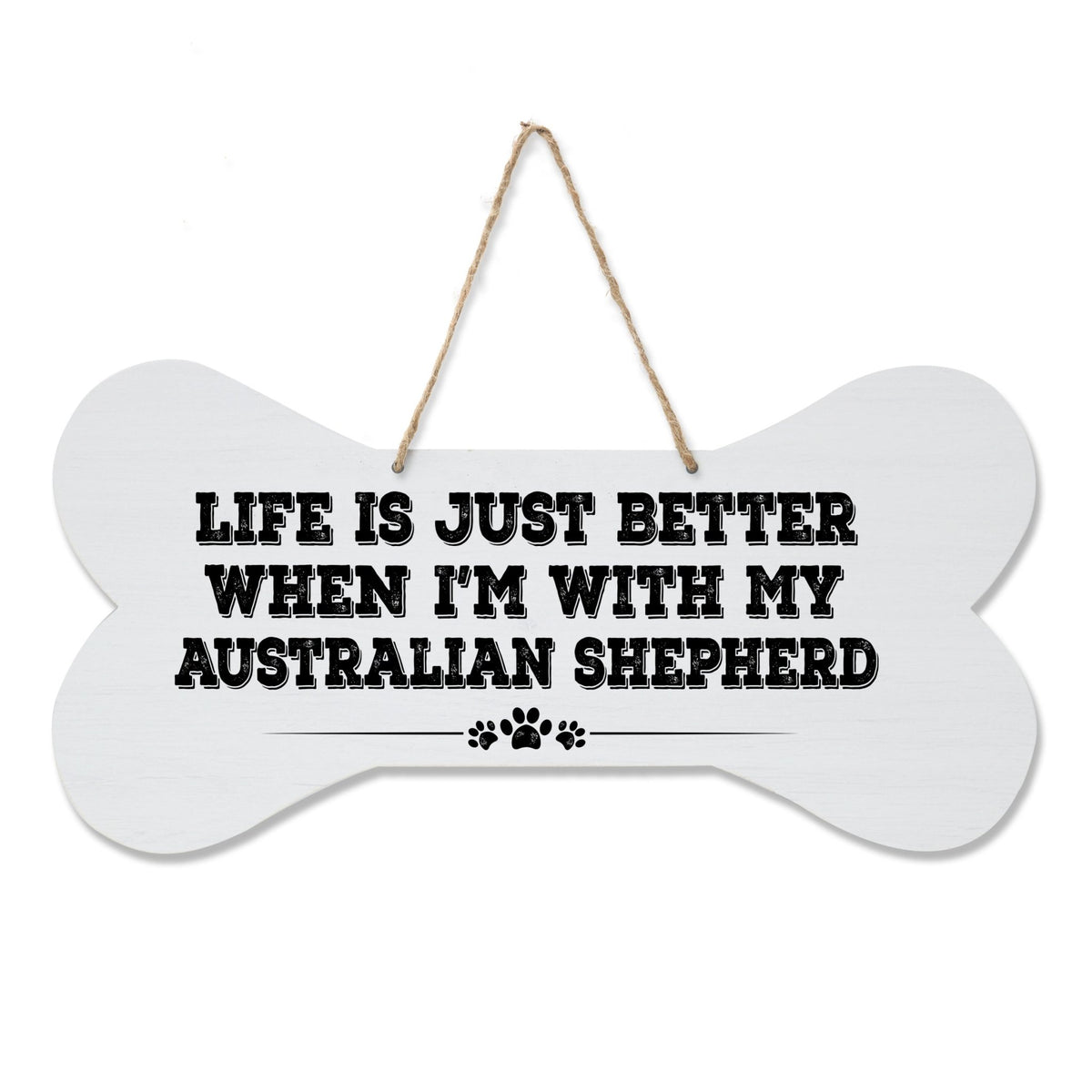 Dog Bone Rope Wall Sign - Australian Shepherd - LifeSong Milestones