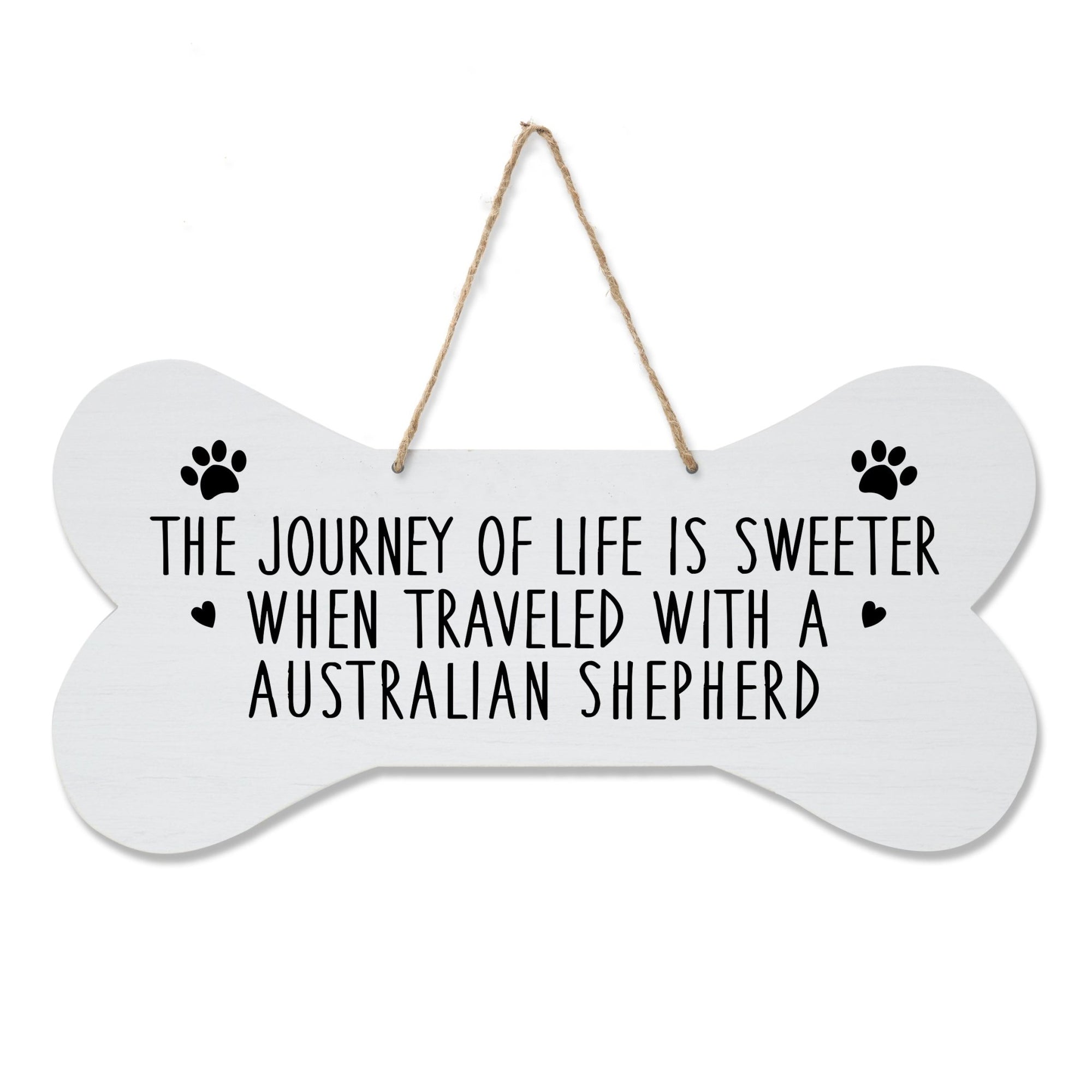 Dog Bone Rope Wall Sign - Australian Shepherd - LifeSong Milestones