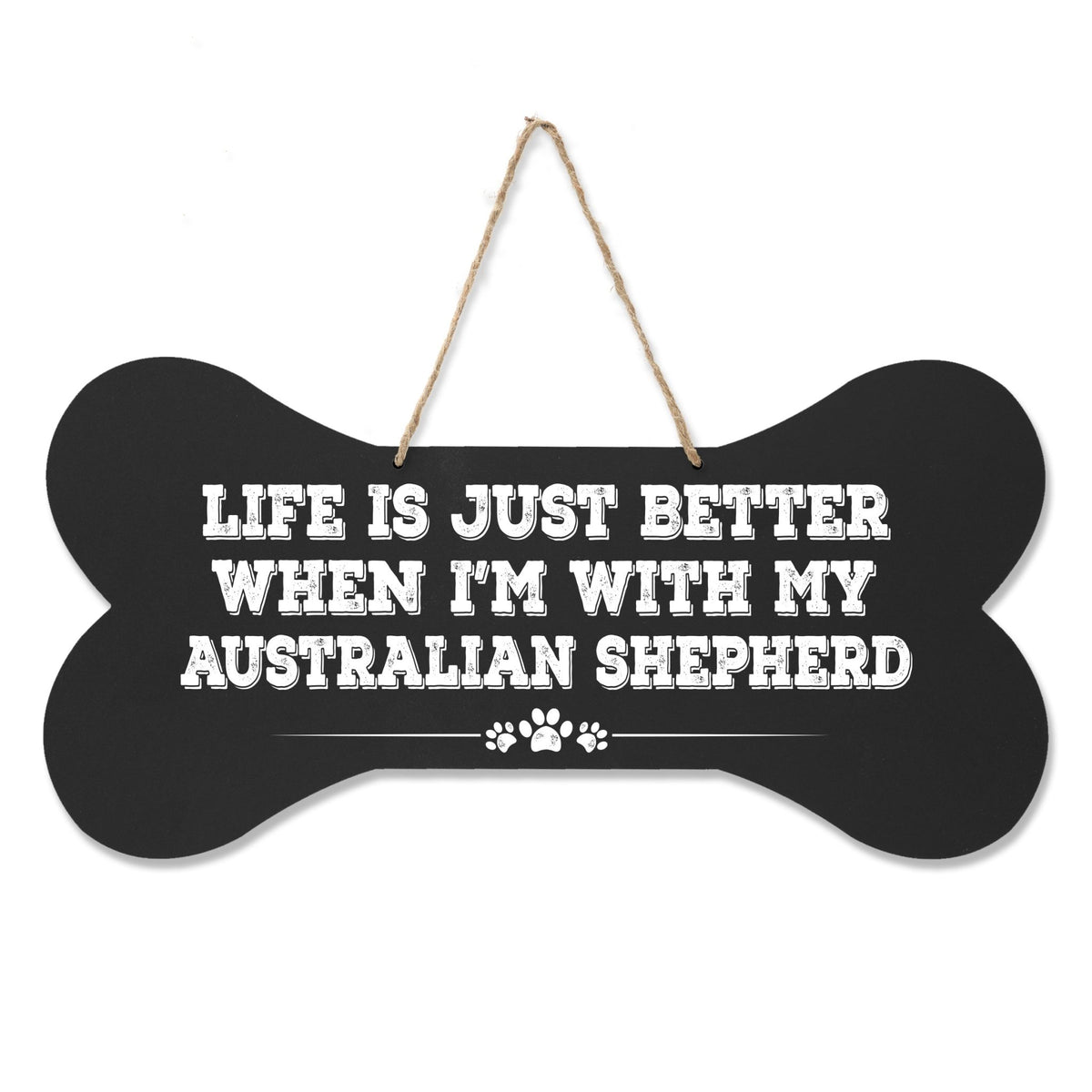 Dog Bone Rope Wall Sign - Australian Shepherd - LifeSong Milestones