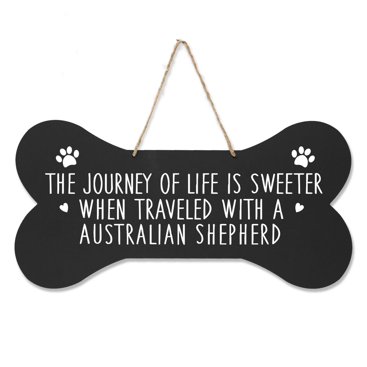 Dog Bone Rope Wall Sign - Australian Shepherd - LifeSong Milestones