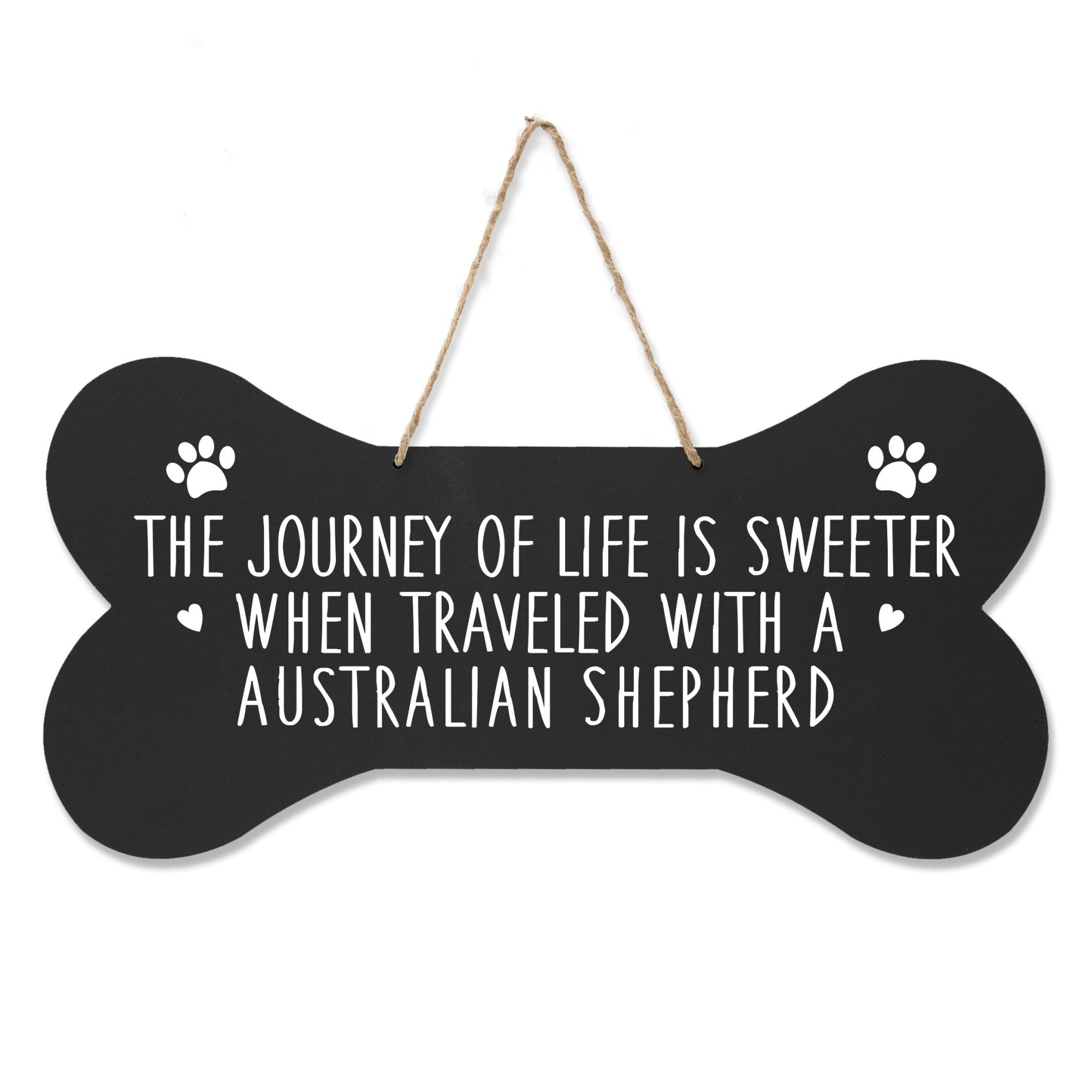Dog Bone Rope Wall Sign - Australian Shepherd - LifeSong Milestones