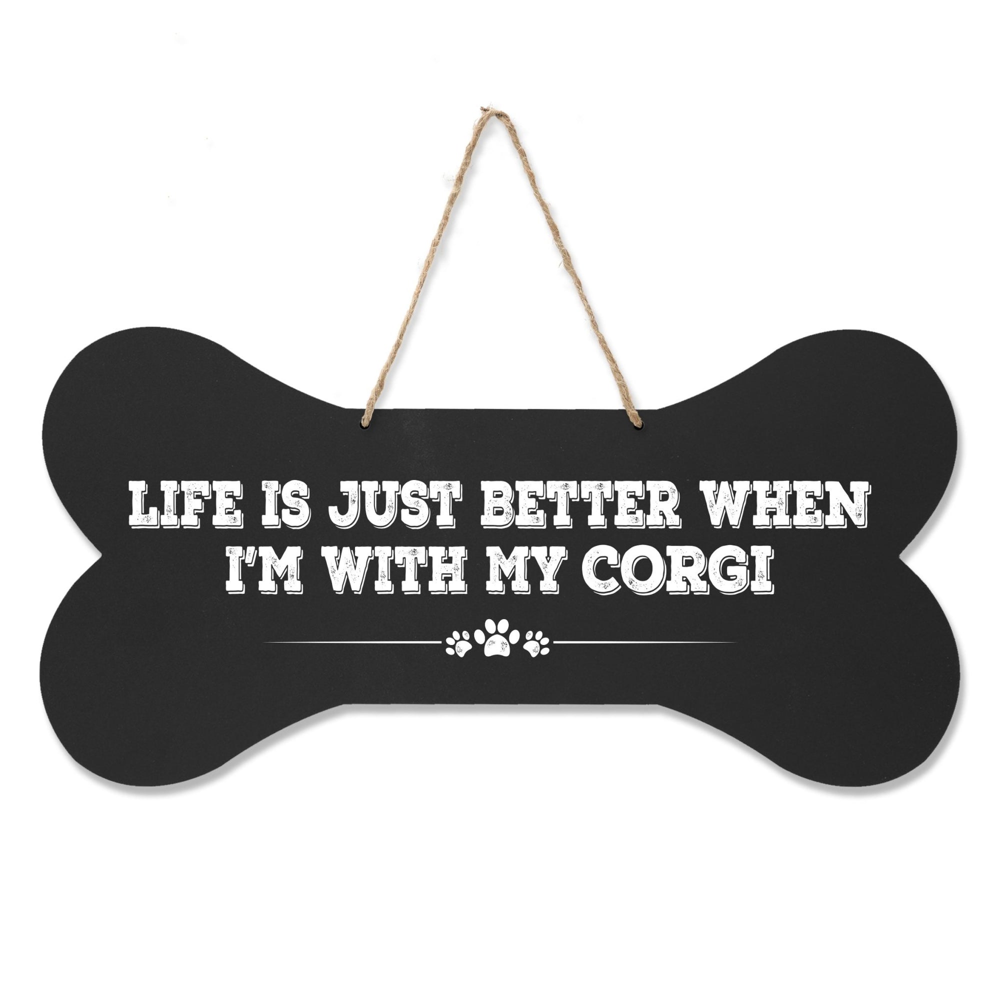 Dog Bone Rope Wall Sign - Corgi - LifeSong Milestones