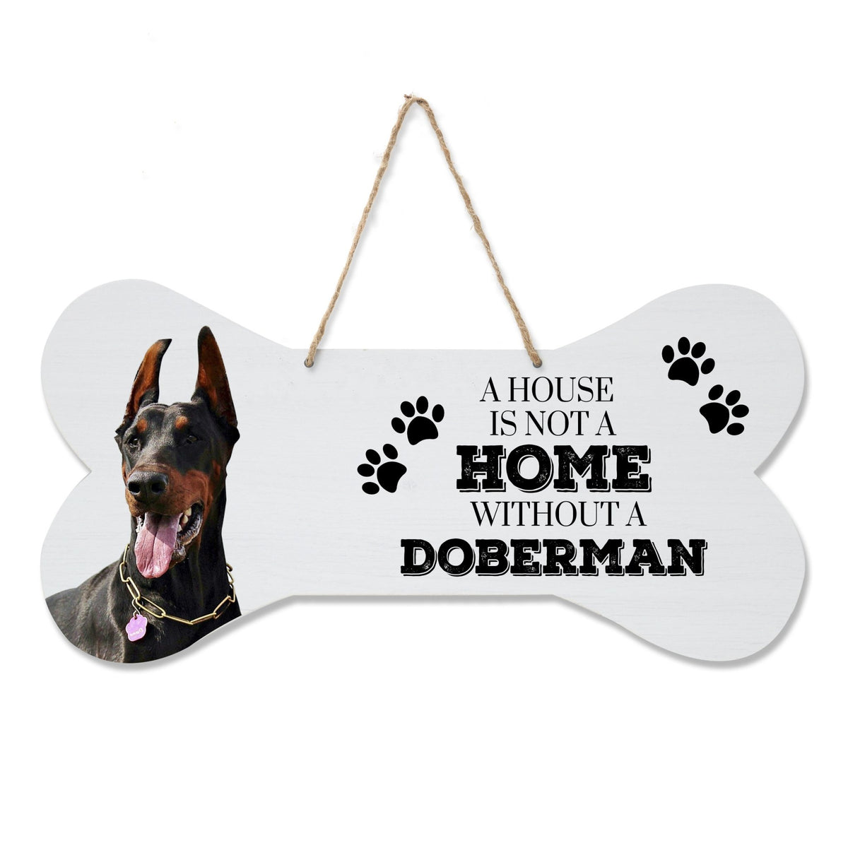 Dog Bone Rope Wall Sign - Doberman - LifeSong Milestones