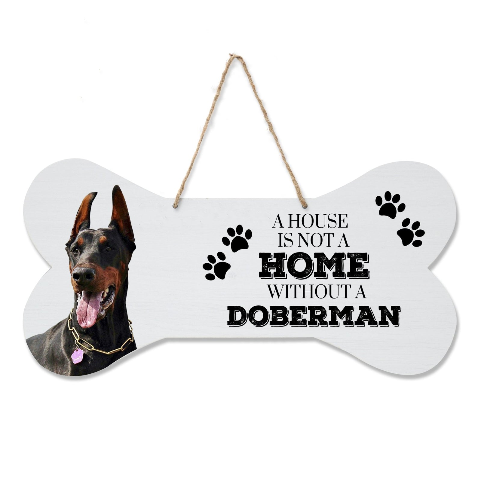 Dog Bone Rope Wall Sign - Doberman - LifeSong Milestones
