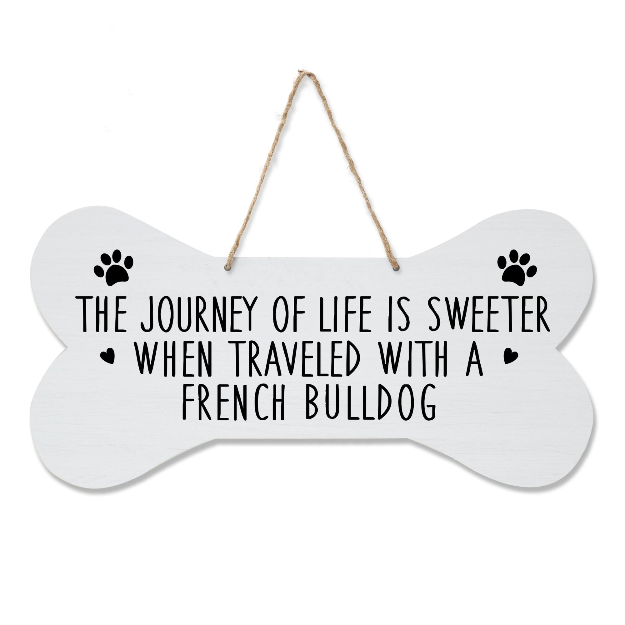 Dog Bone Rope Wall Sign - French Bulldog - LifeSong Milestones