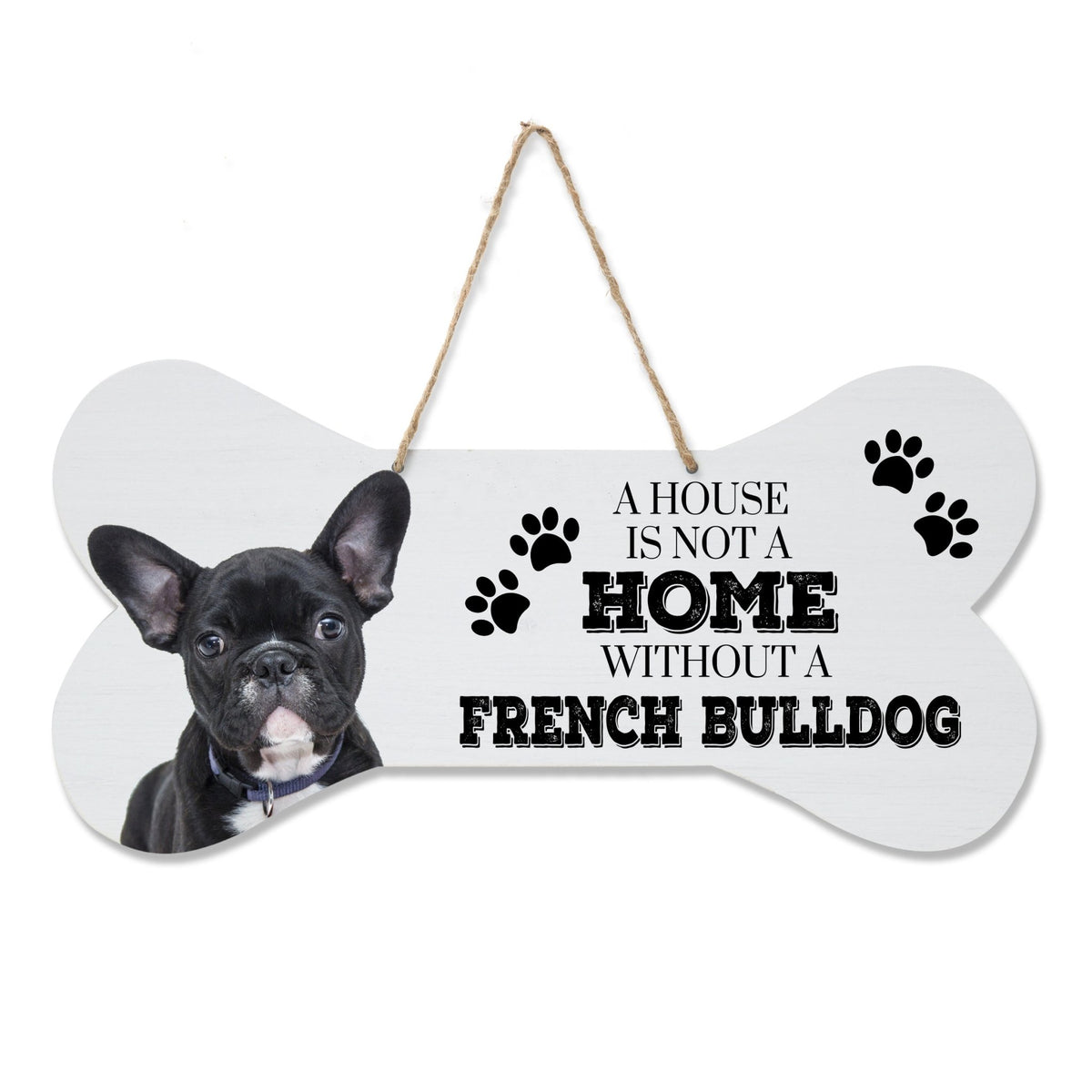Dog Bone Rope Wall Sign - French Bulldog - LifeSong Milestones