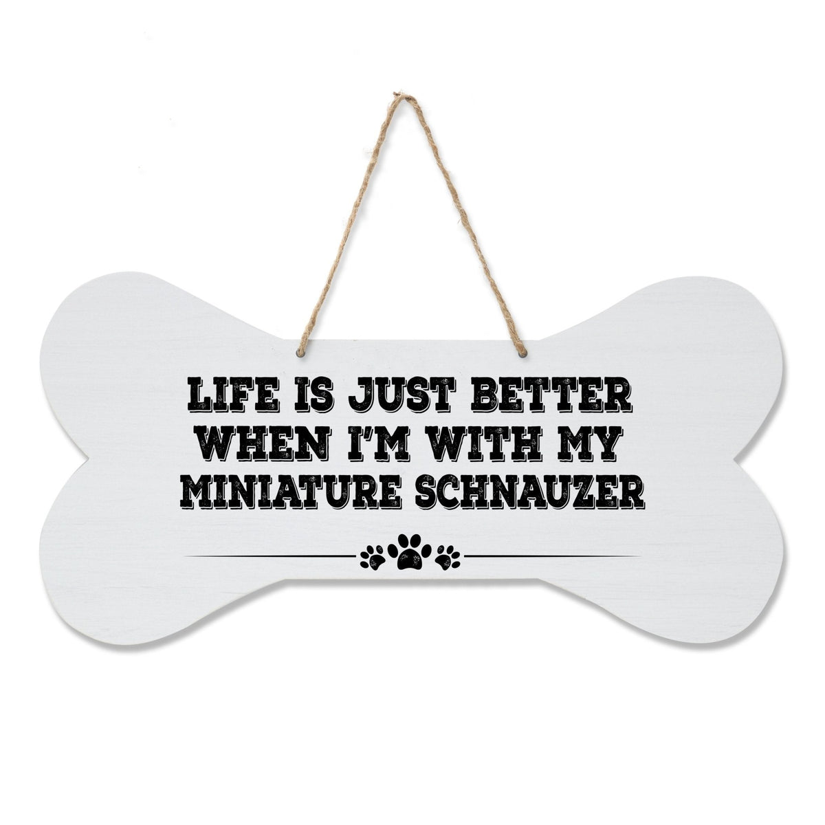 Dog Bone Rope Wall Sign - Miniature Schnauzers - LifeSong Milestones