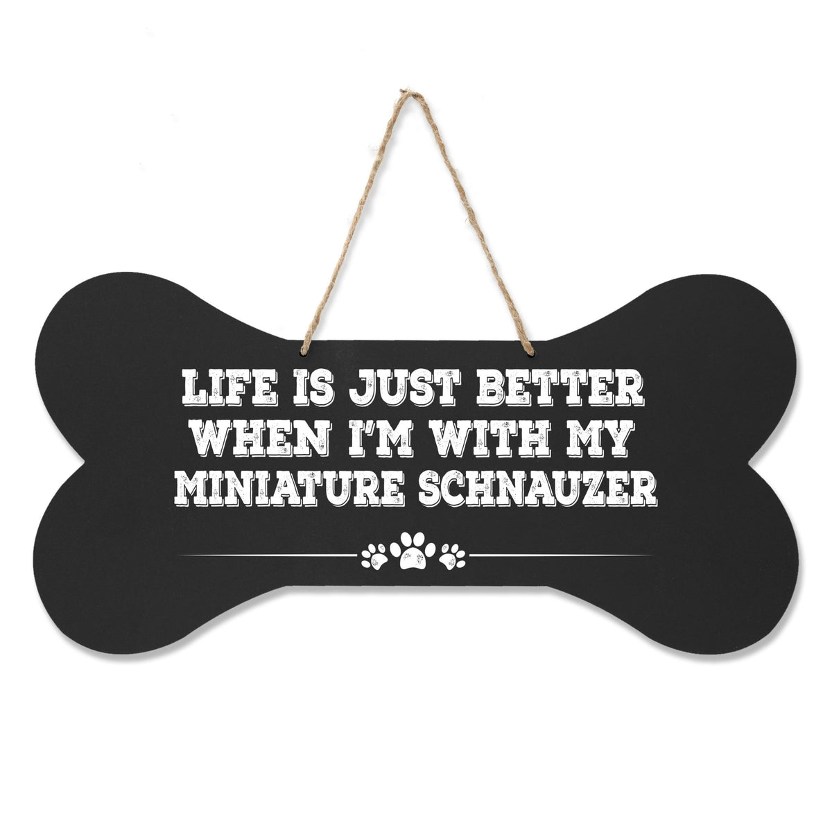 Dog Bone Rope Wall Sign - Miniature Schnauzers - LifeSong Milestones