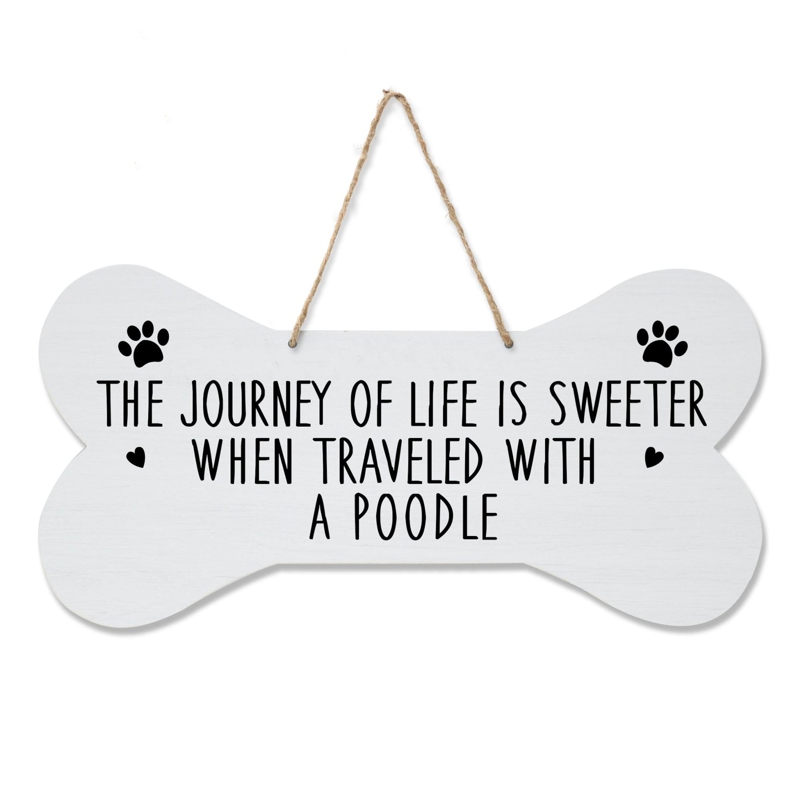 Dog Bone Rope Wall Sign - Poodle - LifeSong Milestones