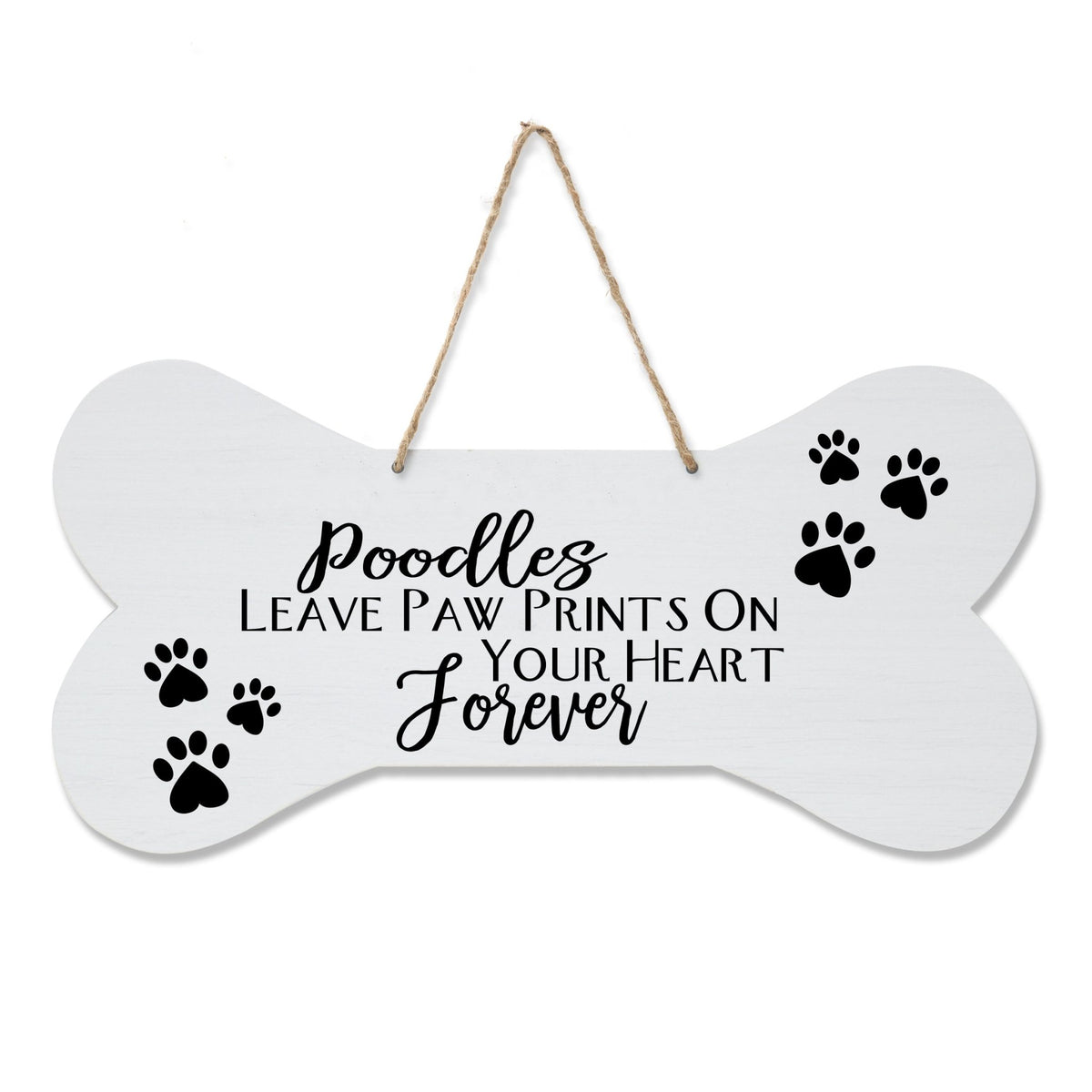 Dog Bone Rope Wall Sign - Poodle - LifeSong Milestones