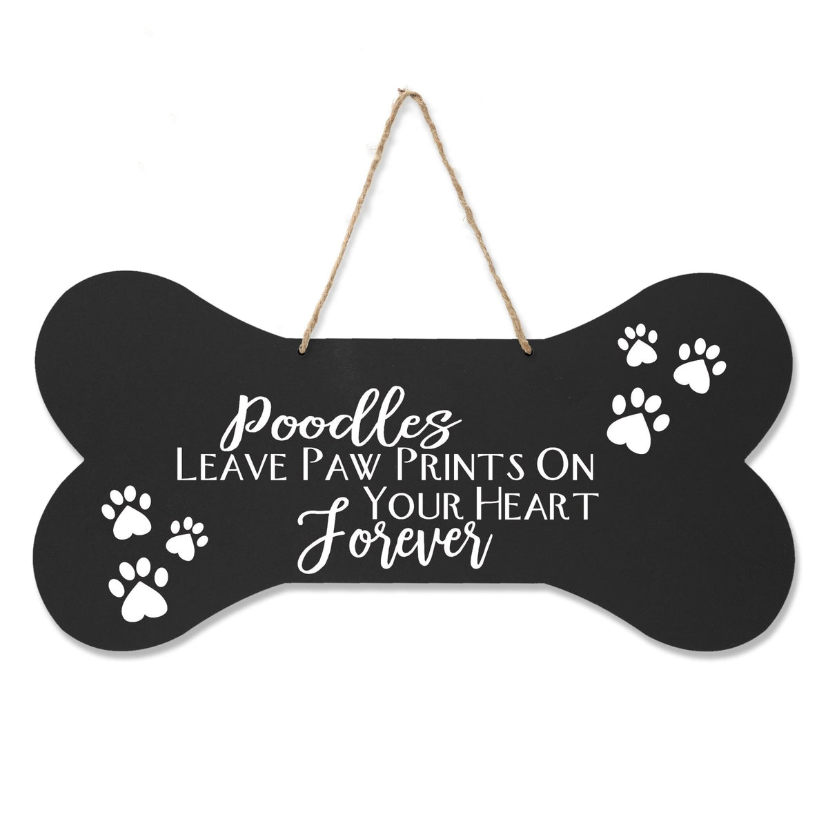 Dog Bone Rope Wall Sign - Poodle - LifeSong Milestones