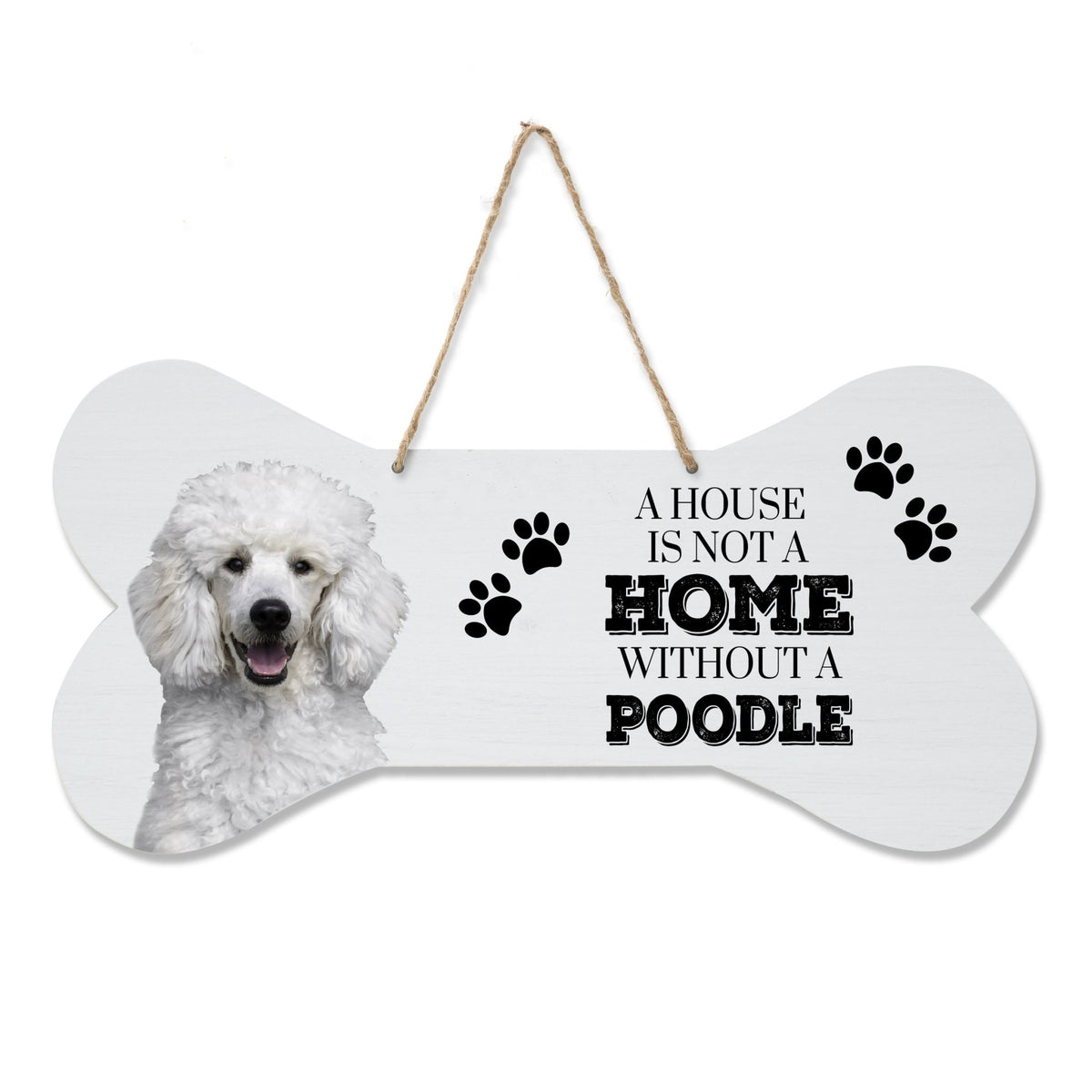 Dog Bone Rope Wall Sign - Poodle - LifeSong Milestones
