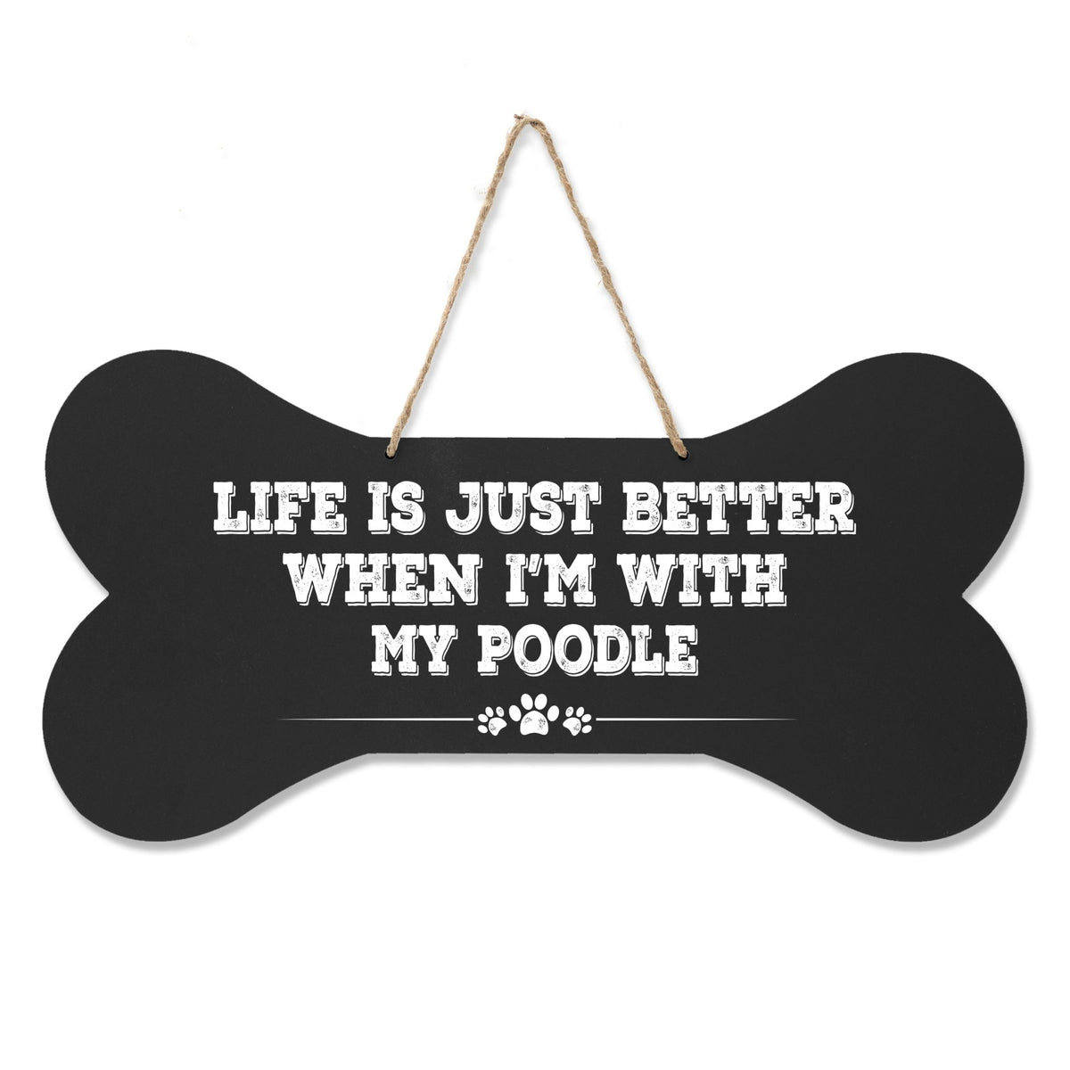 Dog Bone Rope Wall Sign - Poodle - LifeSong Milestones