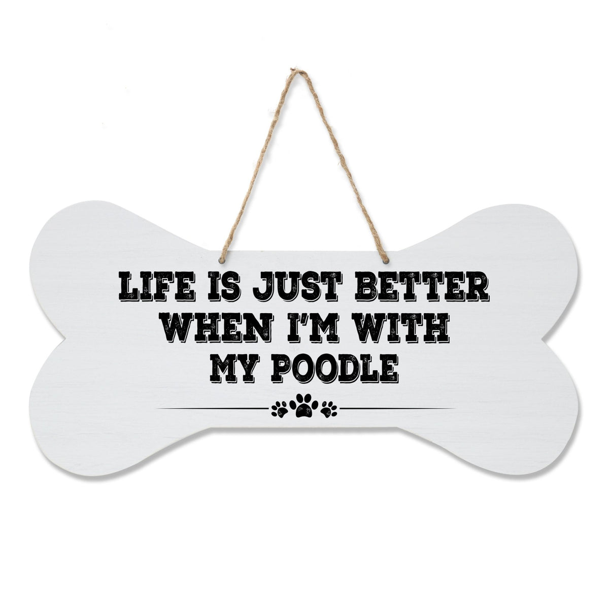 Dog Bone Rope Wall Sign - Poodle - LifeSong Milestones