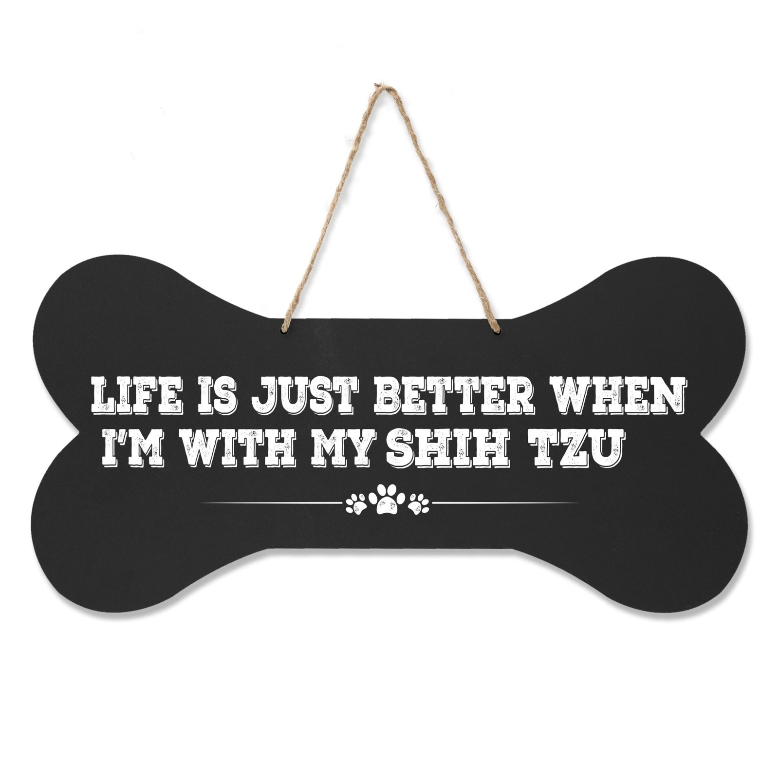 Dog Bone Rope Wall Sign - Shih Tzu - LifeSong Milestones