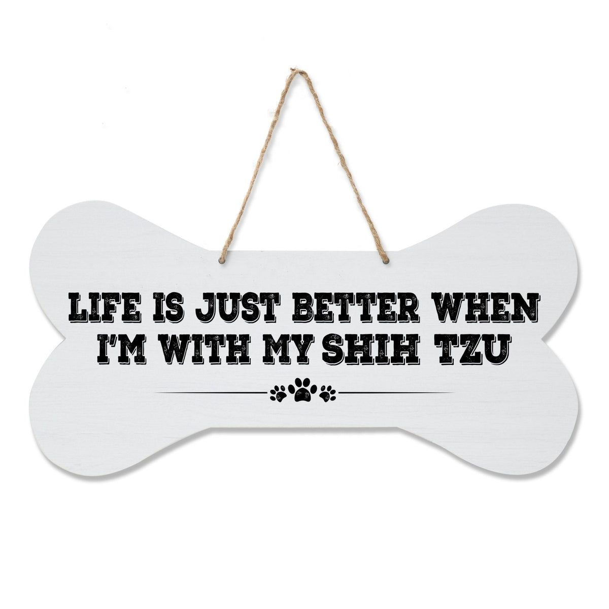 Dog Bone Rope Wall Sign - Shih Tzu - LifeSong Milestones