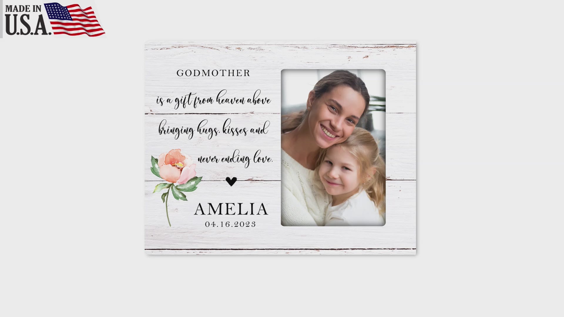 Personalized Wooden Picture Frame for Godmother